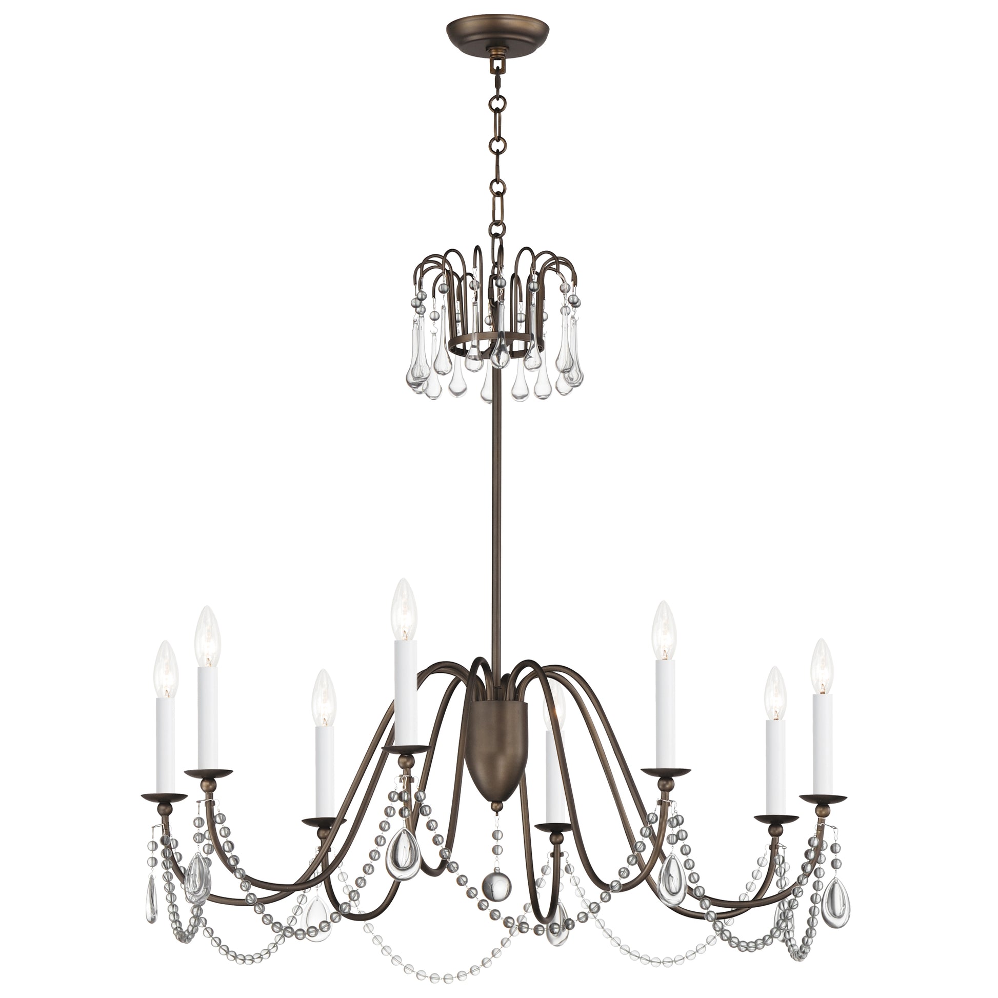 Plumette 8-Light Chandelier w Crystal Chestnut Bronze by Maxim Lighting