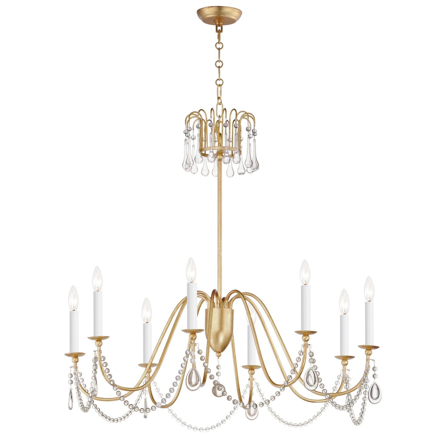 Plumette 8-Light Chandelier w Crystal Gold Leaf by Maxim Lighting