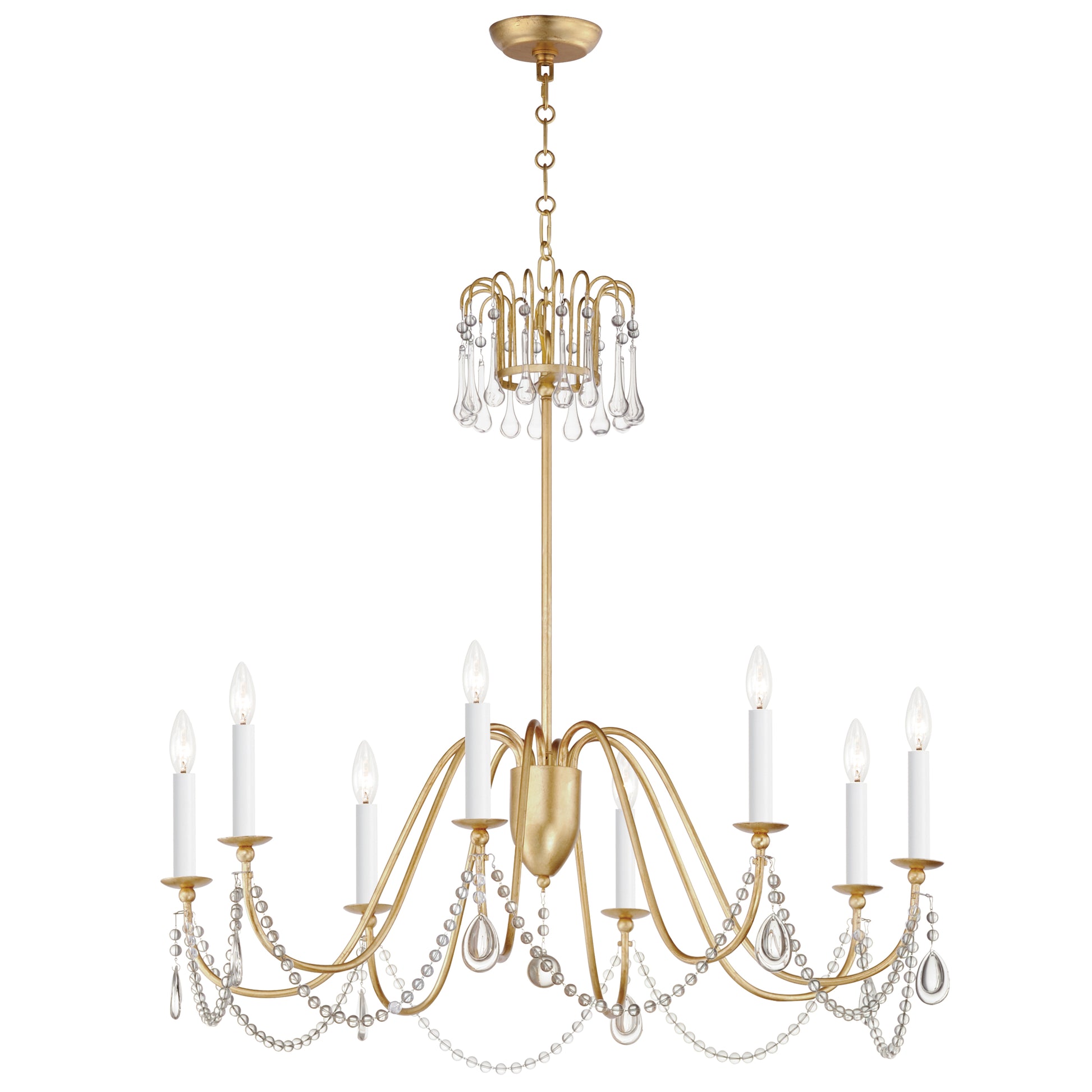 Plumette 8-Light Chandelier w Crystal Gold Leaf by Maxim Lighting