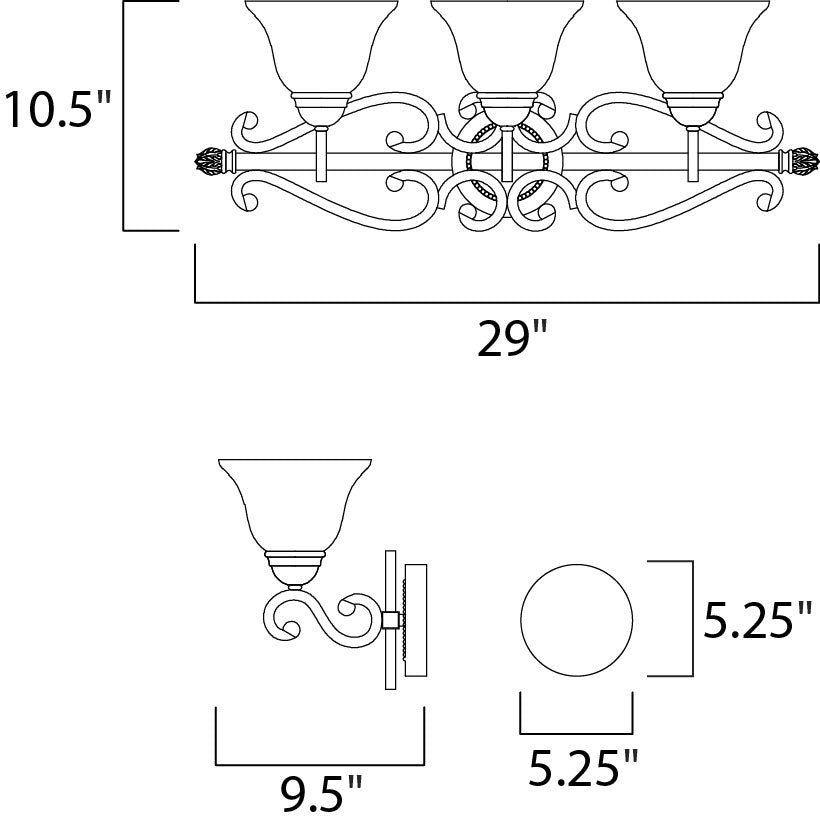 Manor 3-Light Bath Vanity Oil Rubbed Bronze by Maxim Lighting