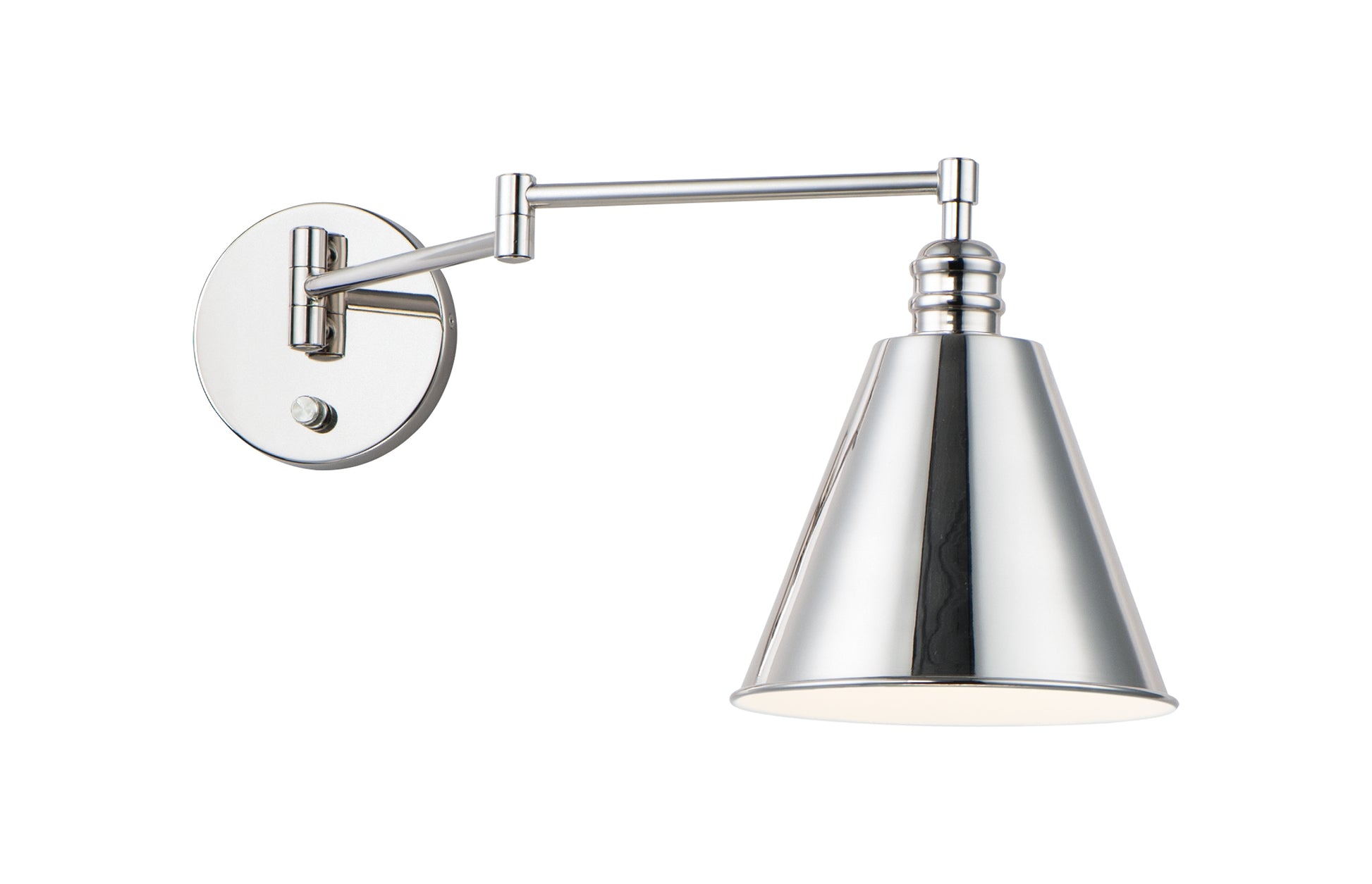 Library Wall Sconce Horizontal Swing Arm Polished Nickel by Maxim Lighting