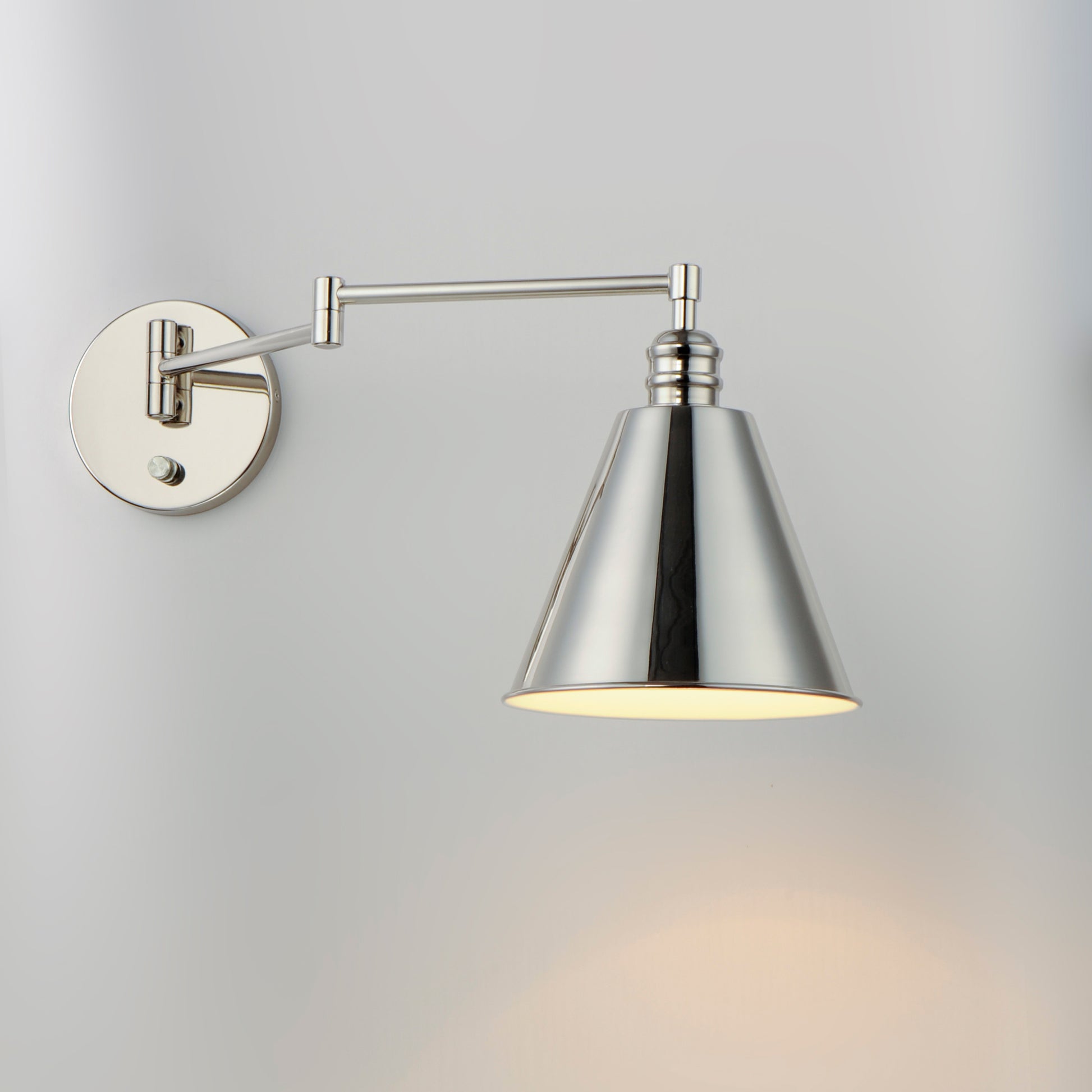 Library Wall Sconce Horizontal Swing Arm Polished Nickel by Maxim Lighting