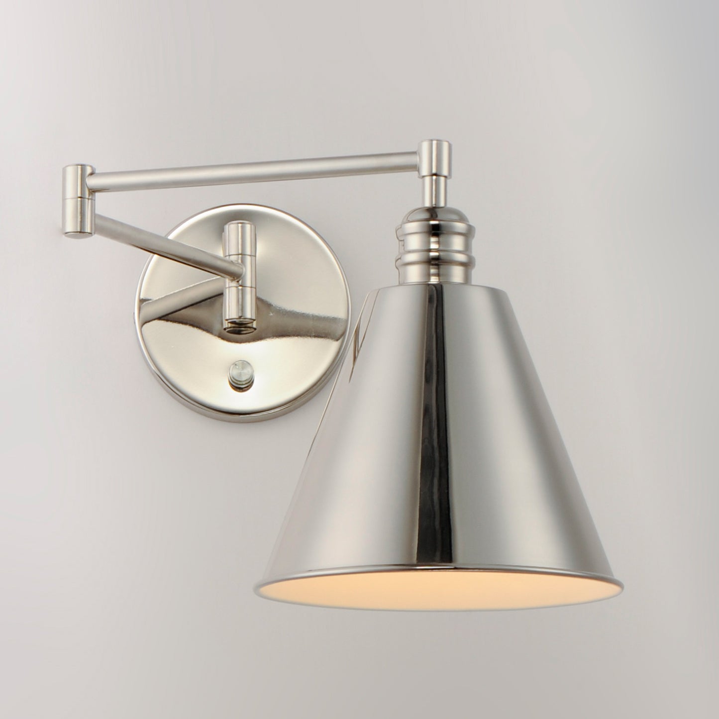 Library Wall Sconce Horizontal Swing Arm Polished Nickel by Maxim Lighting