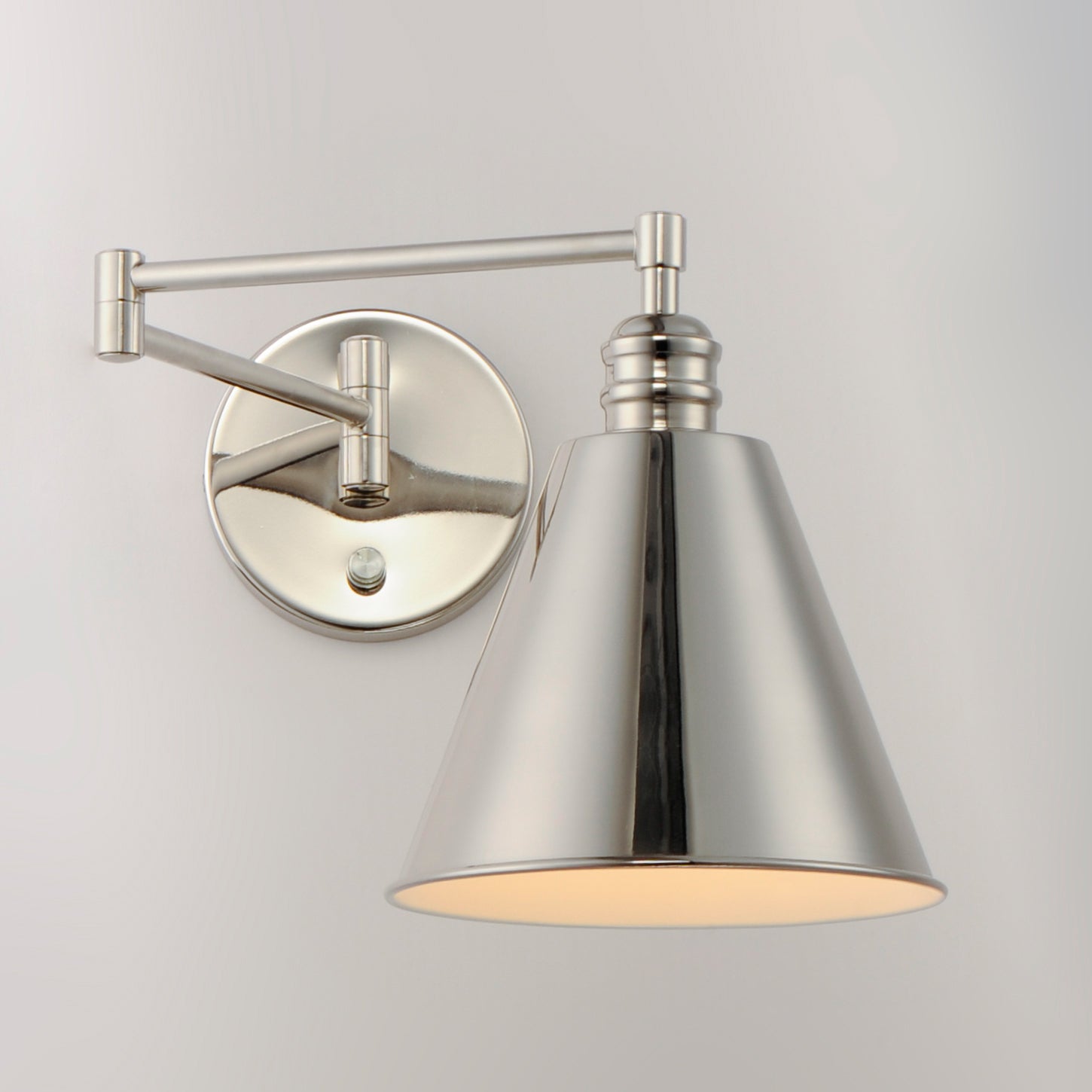 Library Wall Sconce Horizontal Swing Arm Polished Nickel by Maxim Lighting
