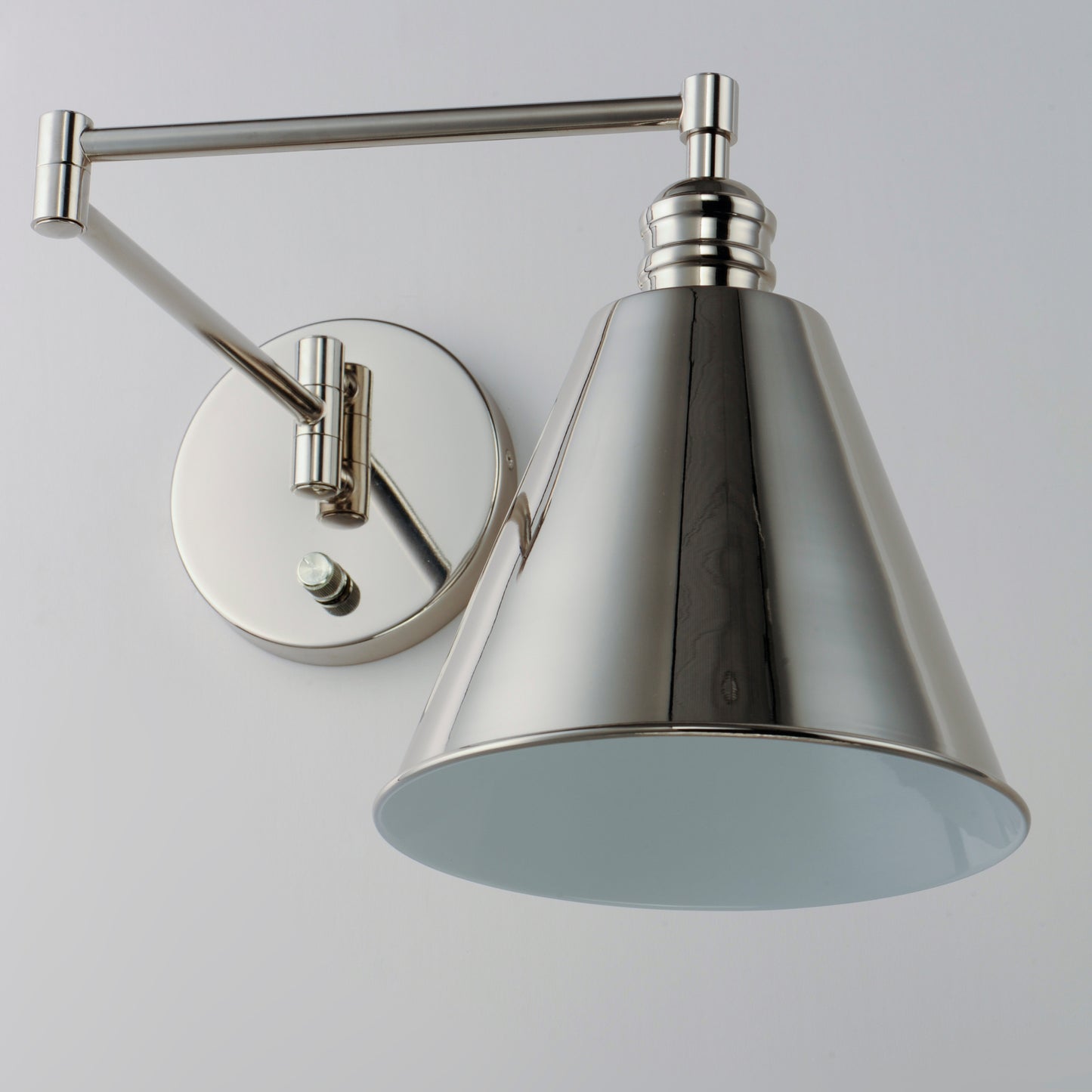 Library Wall Sconce Horizontal Swing Arm Polished Nickel by Maxim Lighting