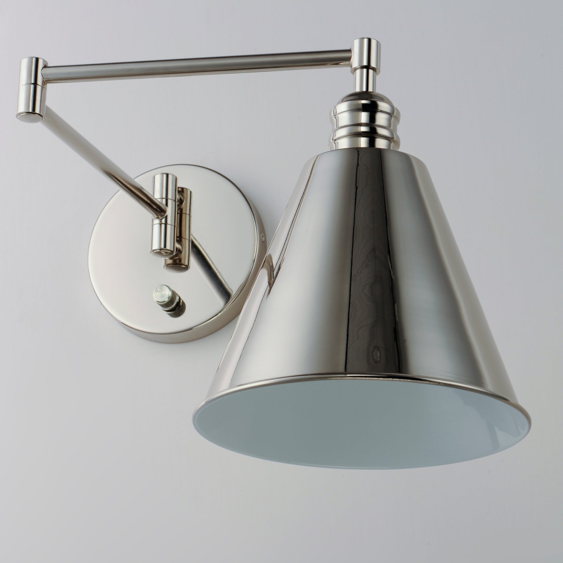 Library Wall Sconce Horizontal Swing Arm Polished Nickel by Maxim Lighting