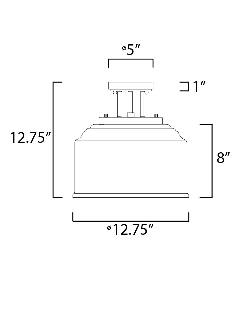 Acadia 3-Light Semi-Flush Mount Black by Maxim Lighting