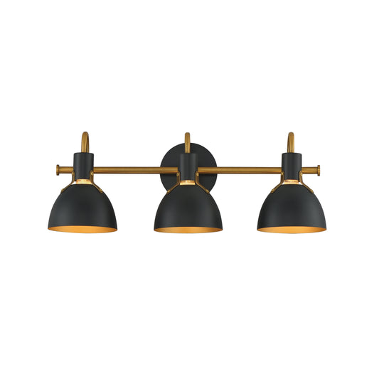 Dusk 3-Light Wall Sconce Black/Antique Brass by Maxim Lighting