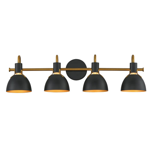 Dusk 4-Light Wall Sconce Black/Antique Brass by Maxim Lighting
