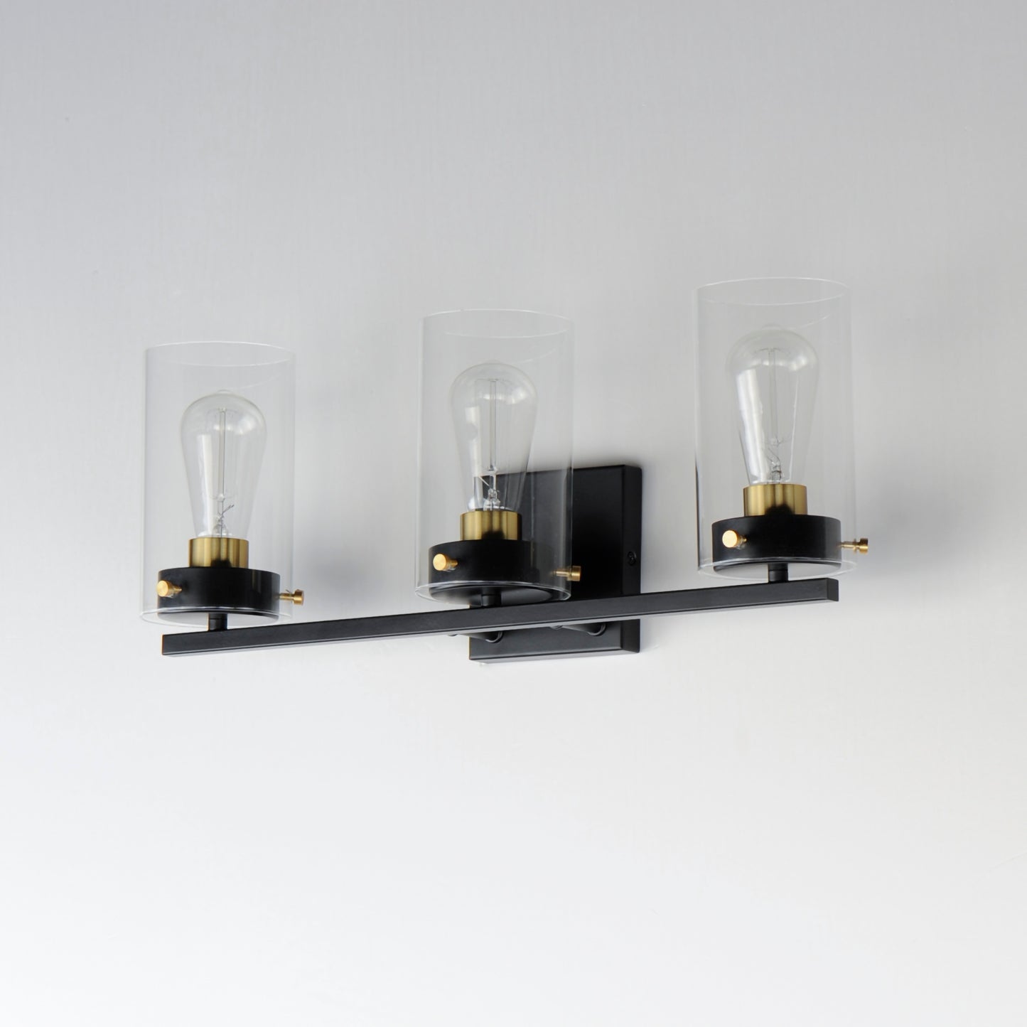 Pinn 3-Light Bath Vanity Black/Satin Brass by Maxim Lighting