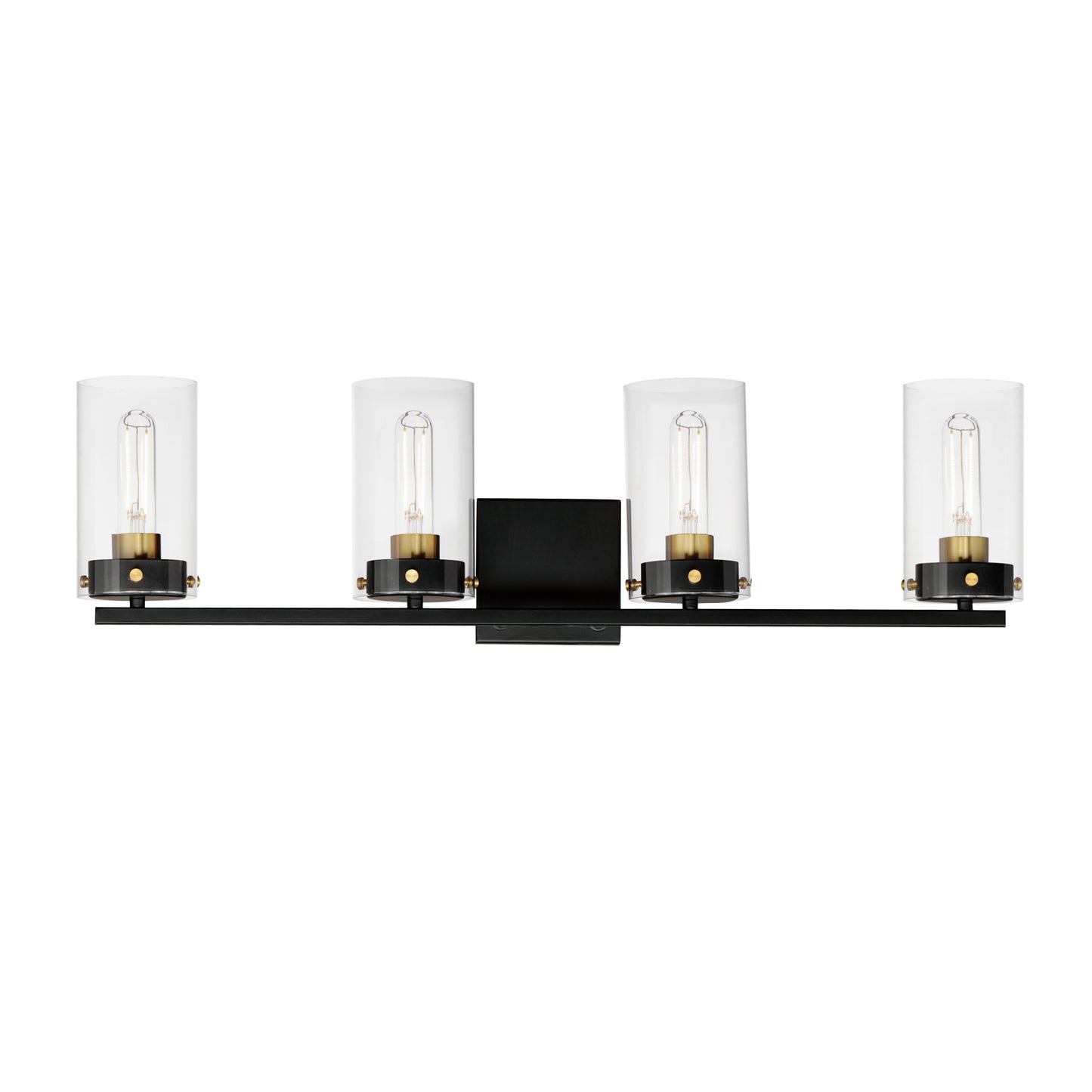 Pinn 4-Light Bath Vanity Black/Satin Brass by Maxim Lighting