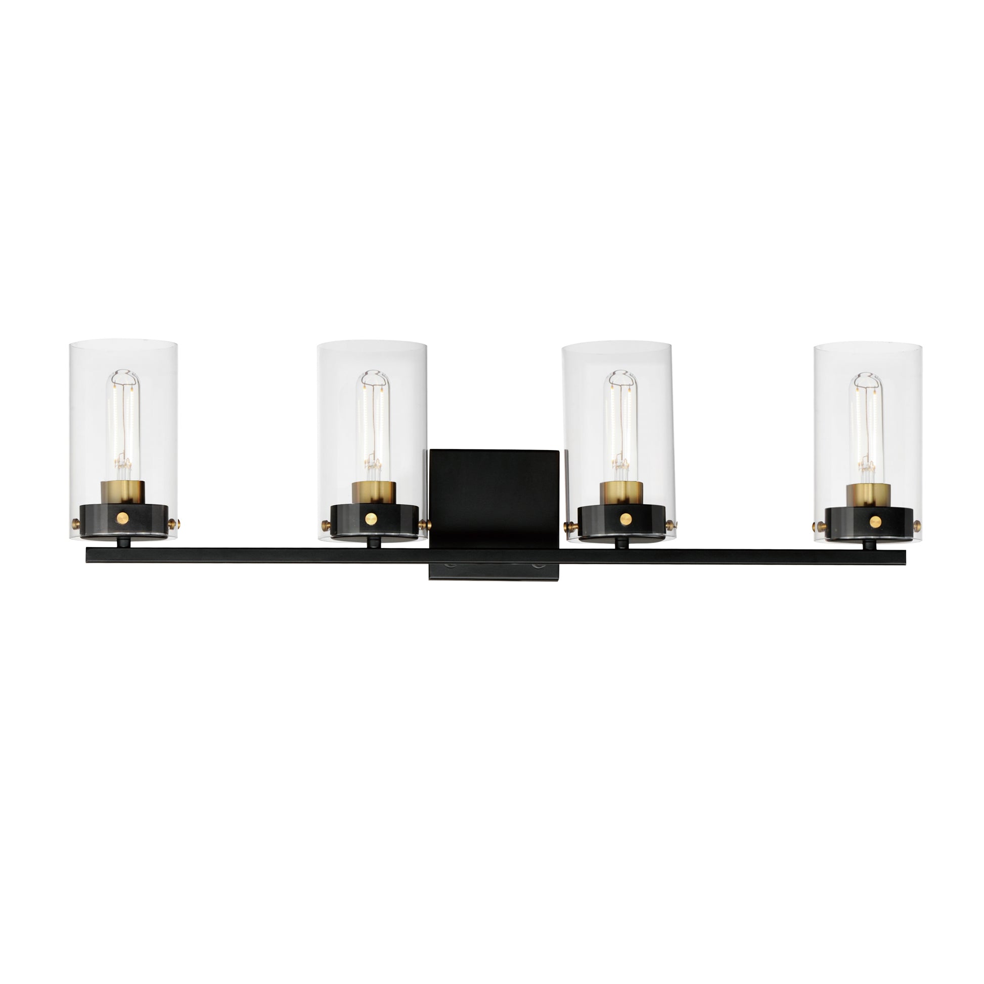 Pinn 4-Light Bath Vanity Black/Satin Brass by Maxim Lighting
