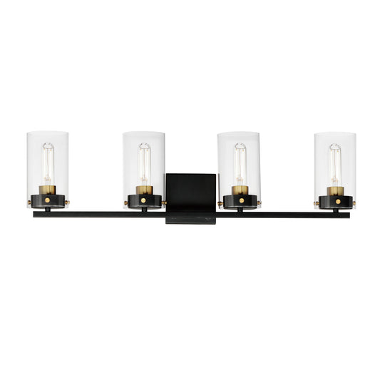 Pinn 4-Light Bath Vanity Black/Satin Brass by Maxim Lighting