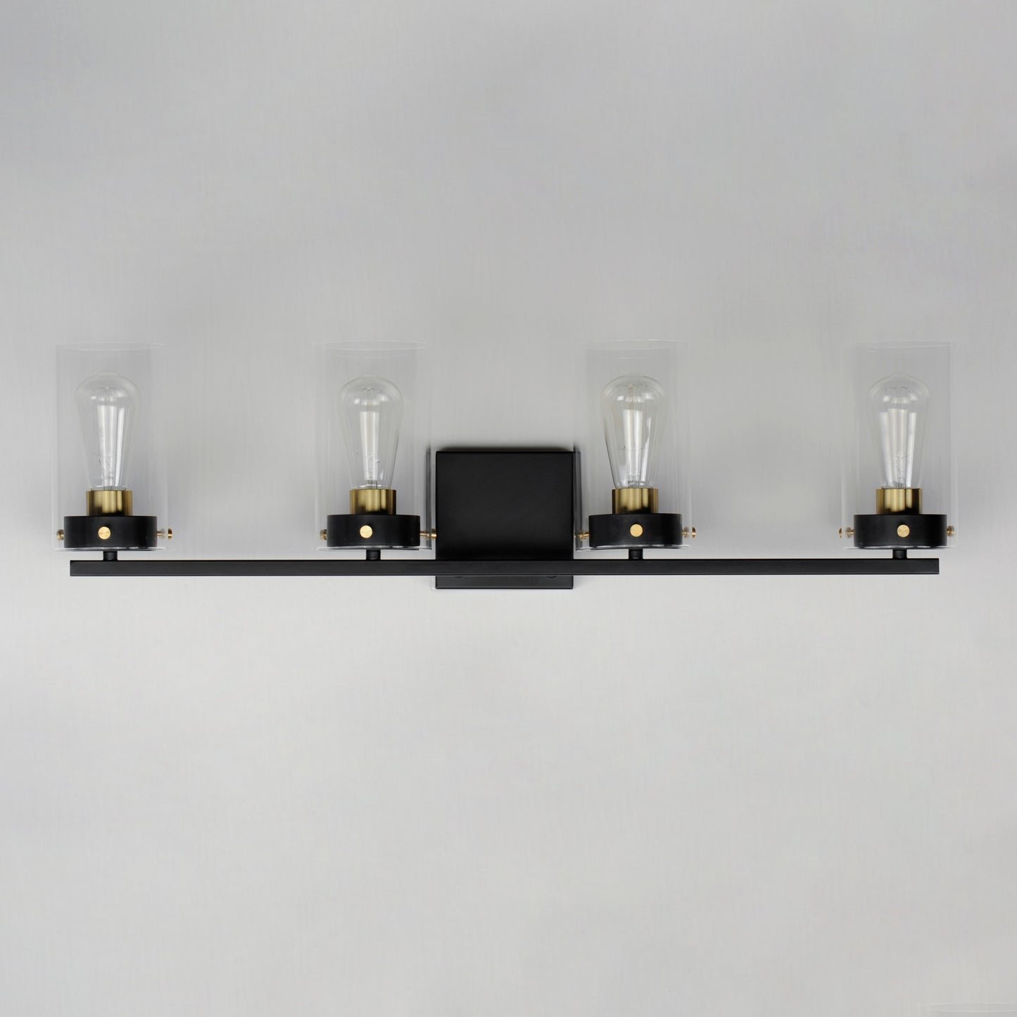 Pinn 4-Light Bath Vanity Black/Satin Brass by Maxim Lighting