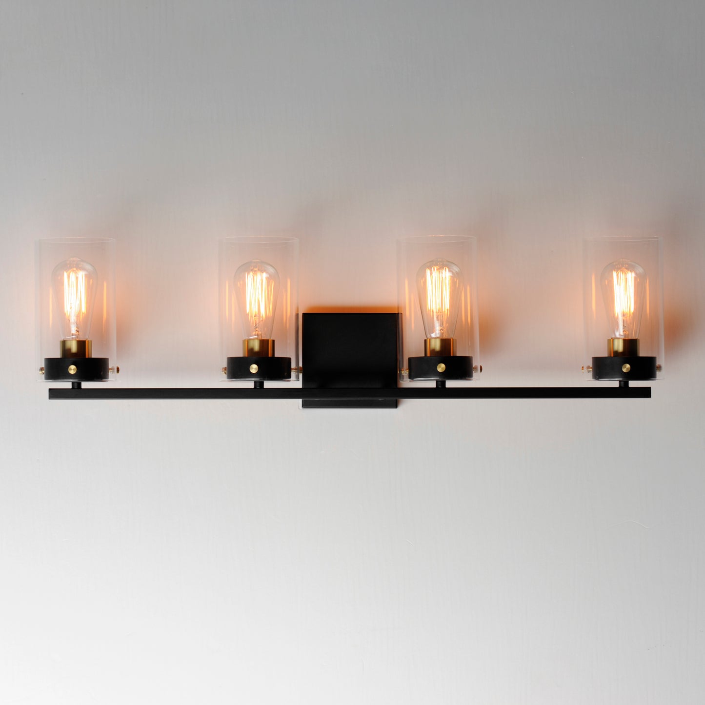 Pinn 4-Light Bath Vanity Black/Satin Brass by Maxim Lighting