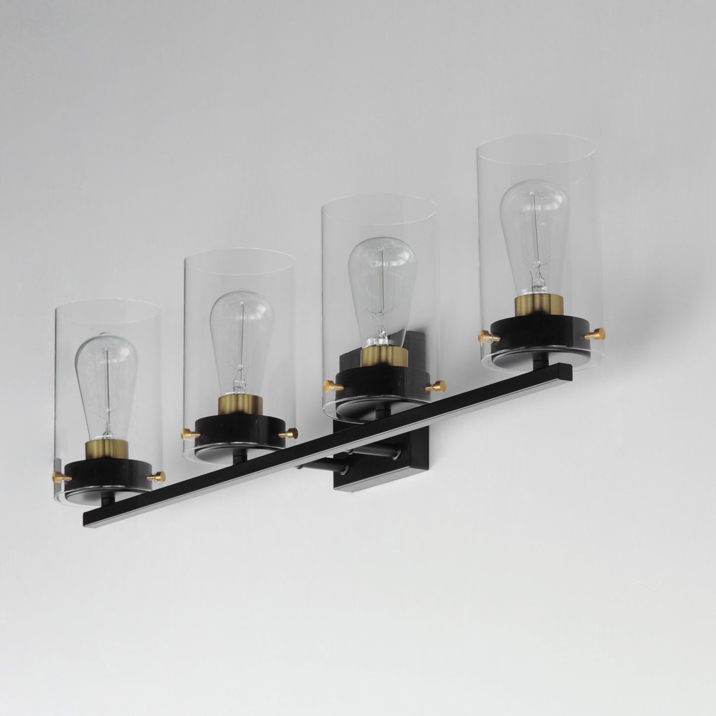 Pinn 4-Light Bath Vanity Black/Satin Brass by Maxim Lighting