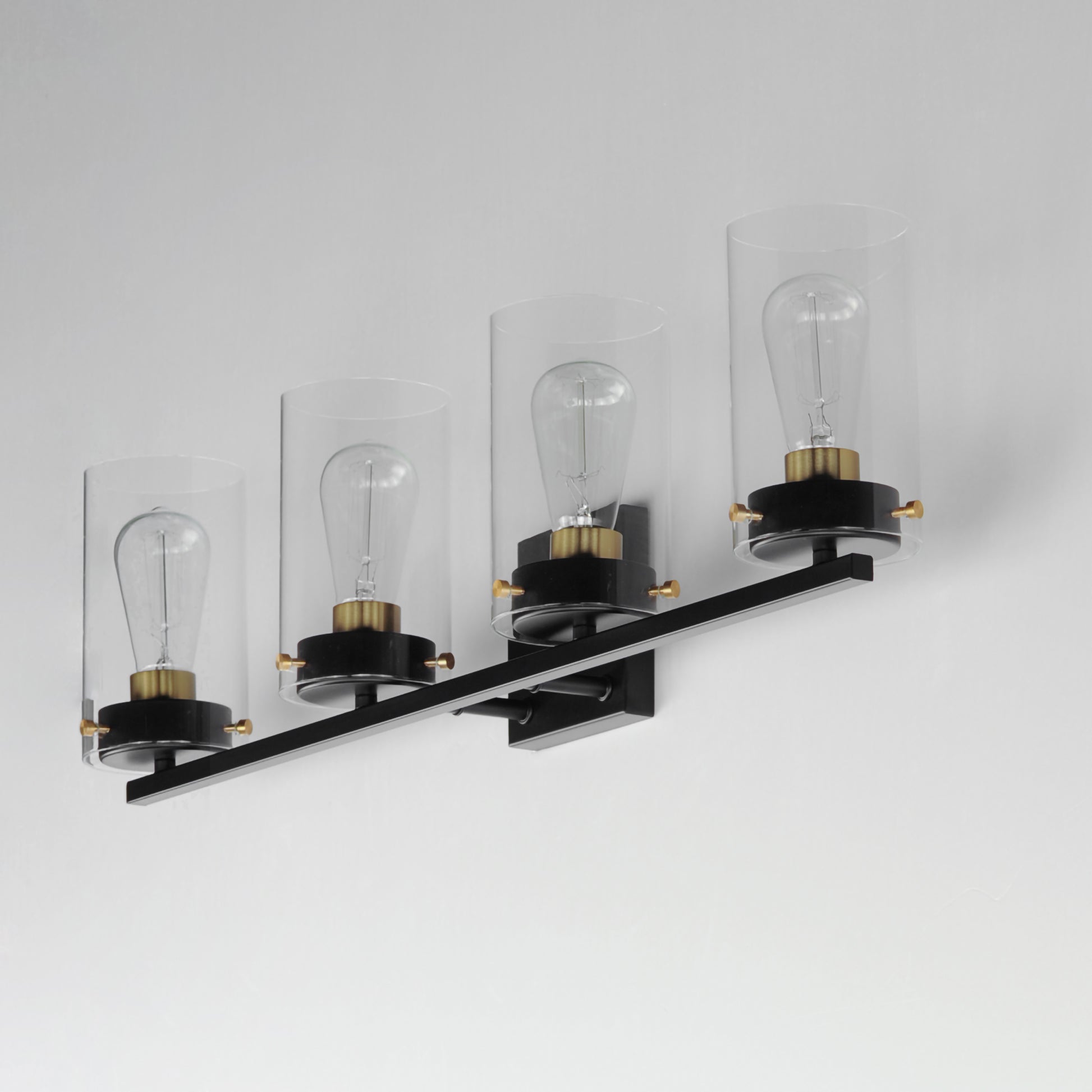 Pinn 4-Light Bath Vanity Black/Satin Brass by Maxim Lighting