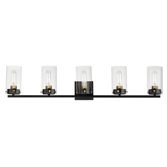Pinn 5-Light Bath Vanity Black/Satin Brass by Maxim Lighting