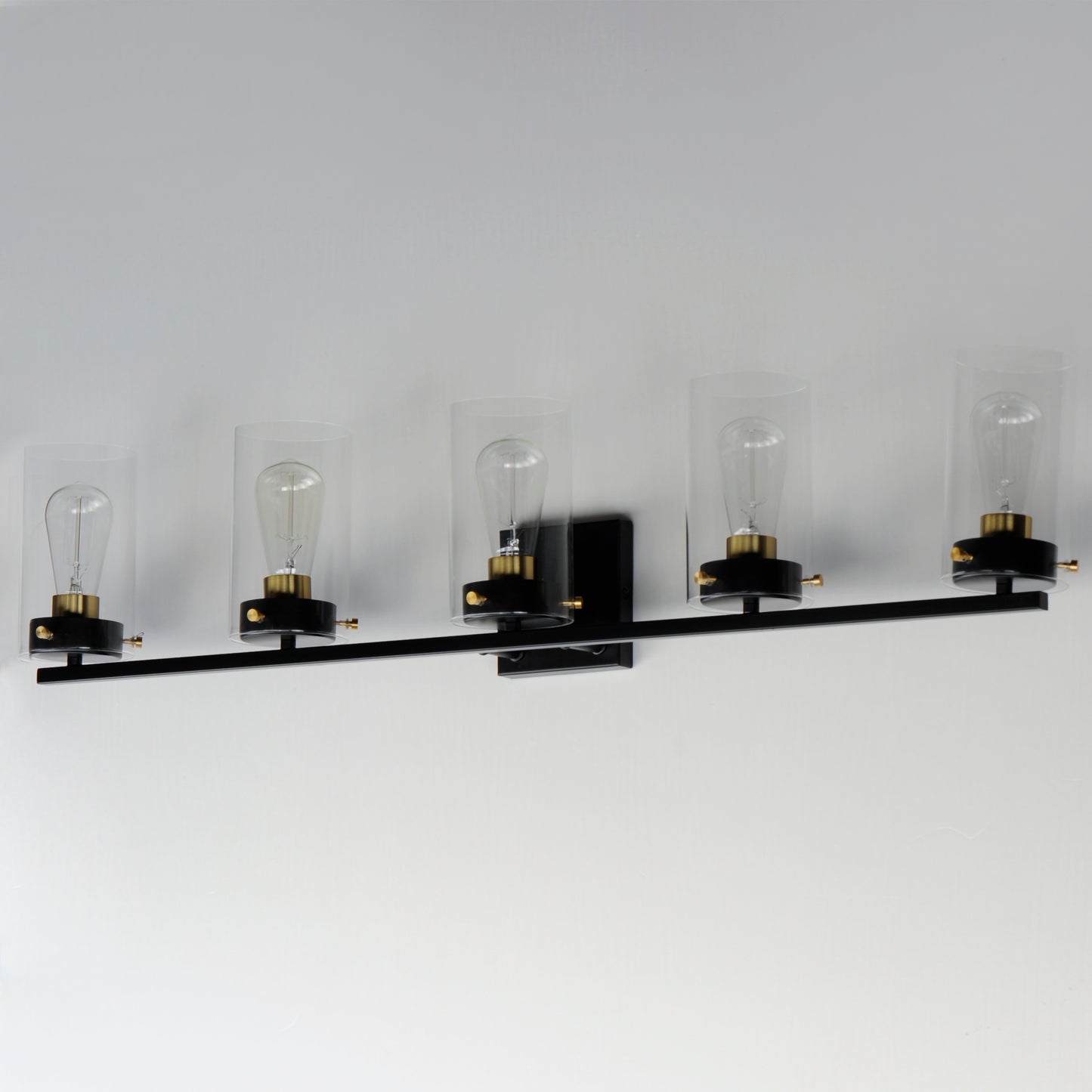 Pinn 5-Light Bath Vanity Black/Satin Brass by Maxim Lighting