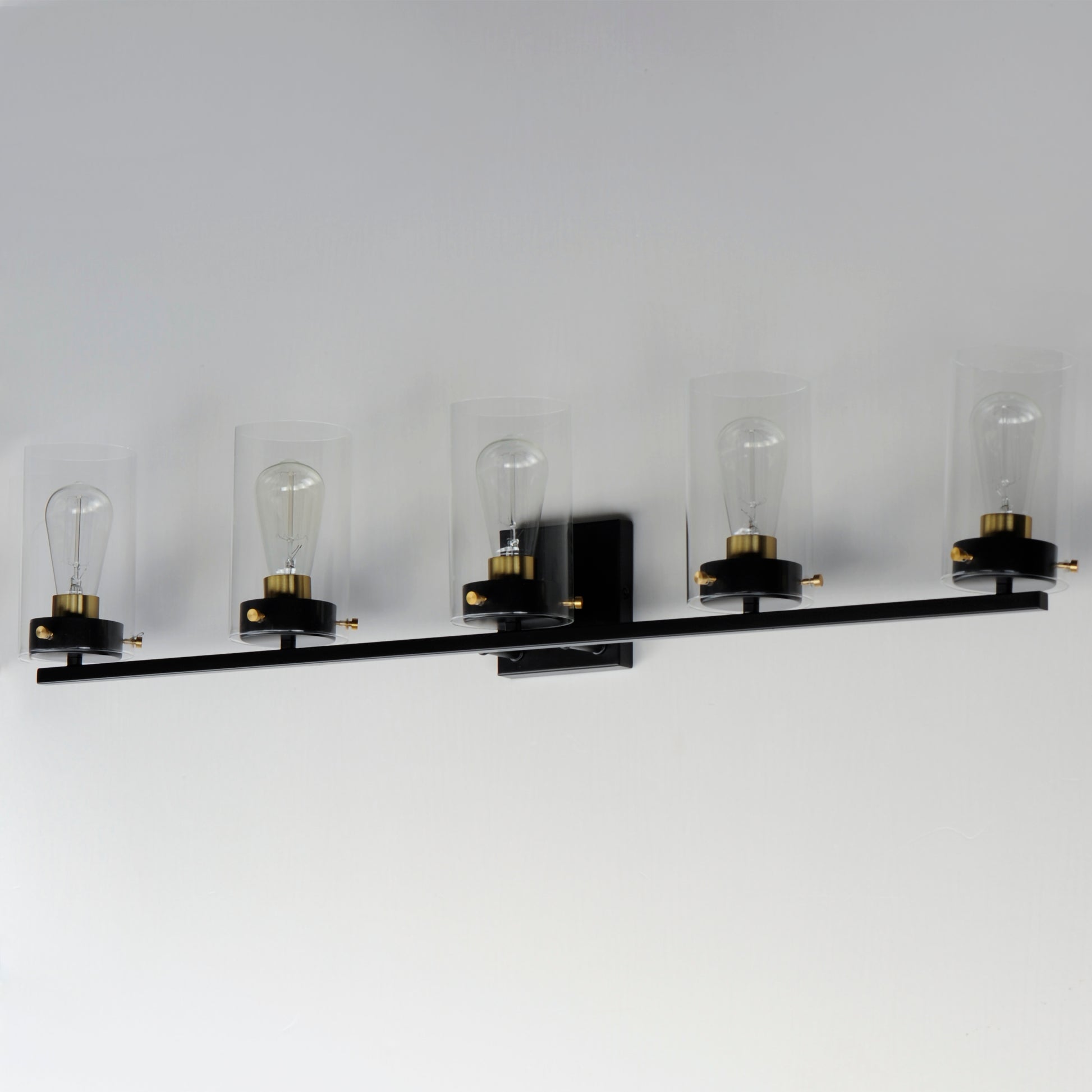 Pinn 5-Light Bath Vanity Black/Satin Brass by Maxim Lighting
