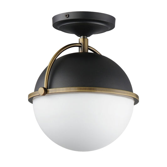 Duke Semi Flush Mount Black/Weathered Brass by Maxim Lighting