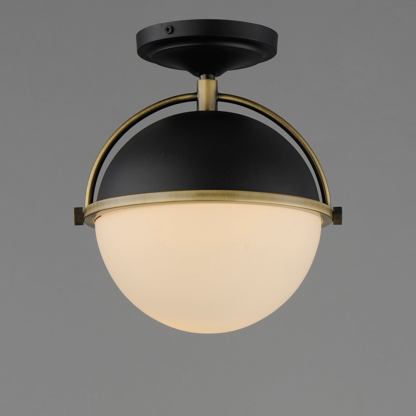 Duke Semi Flush Mount Black/Weathered Brass by Maxim Lighting