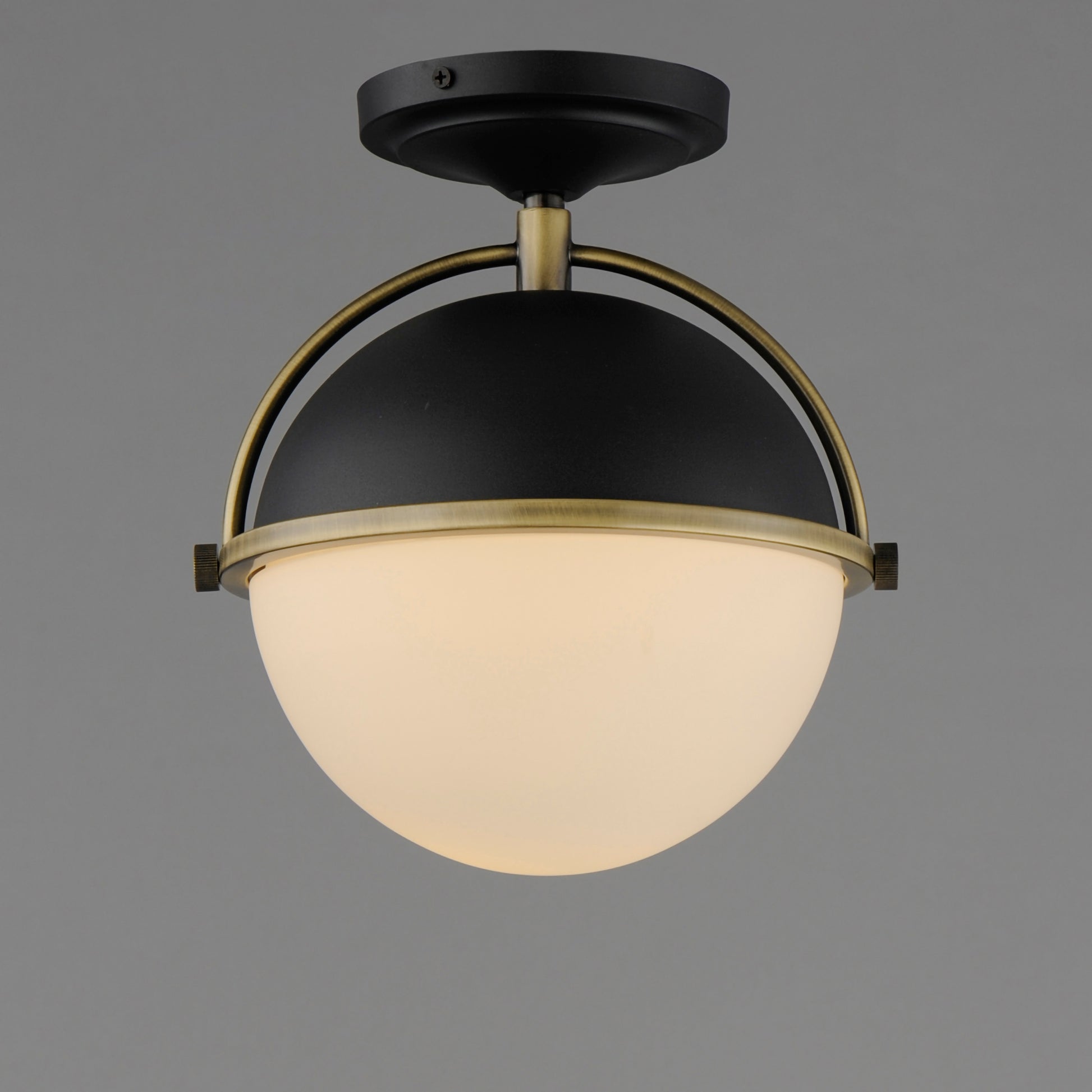 Duke Semi Flush Mount Black/Weathered Brass by Maxim Lighting
