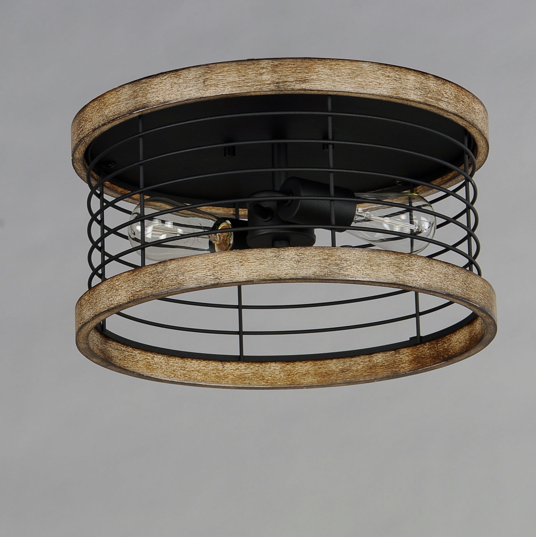 Homestead 15" Semi Flush Mount Driftwood/Black by Maxim Lighting