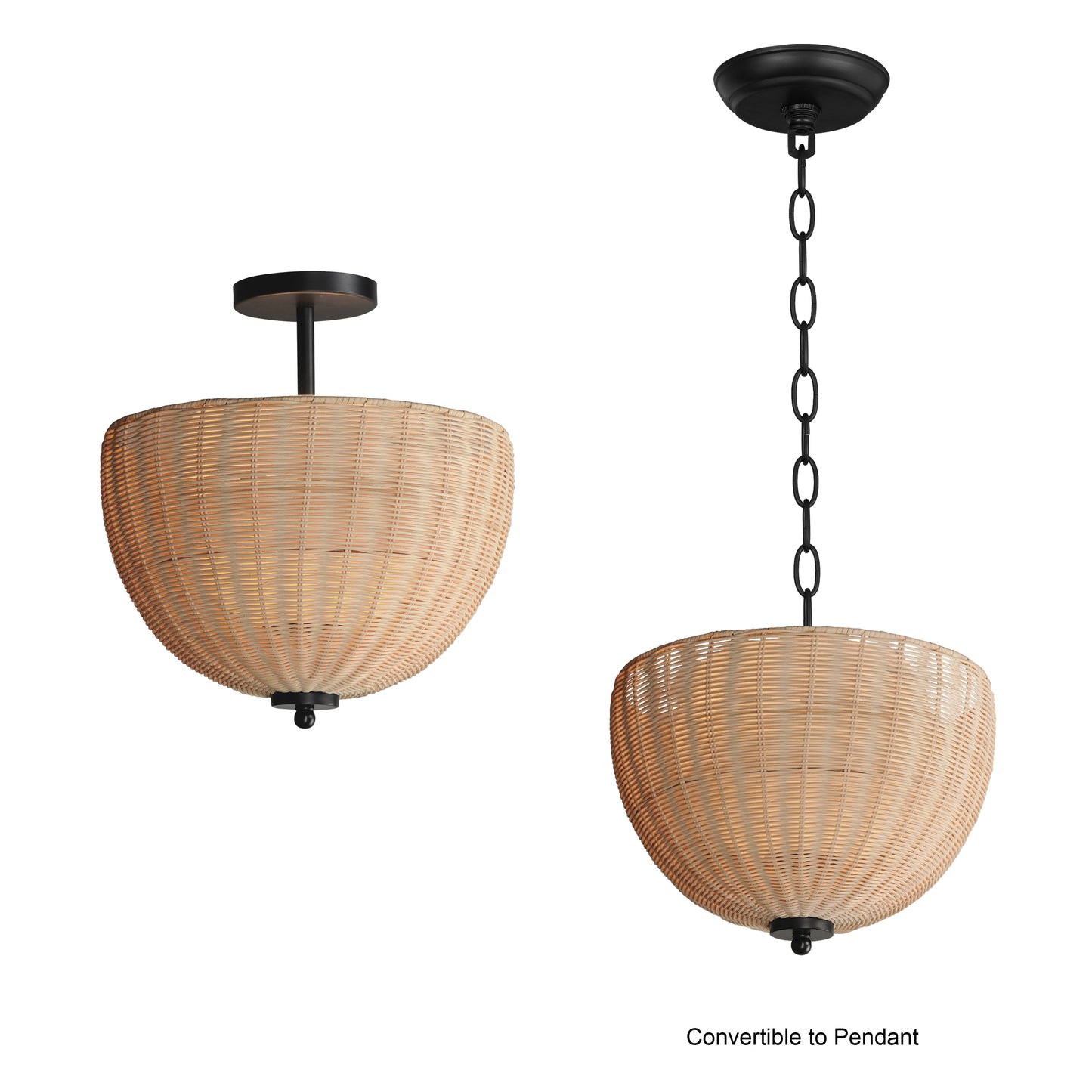 Maldives 2-Light Semi Flush/Pendant Black by Maxim Lighting