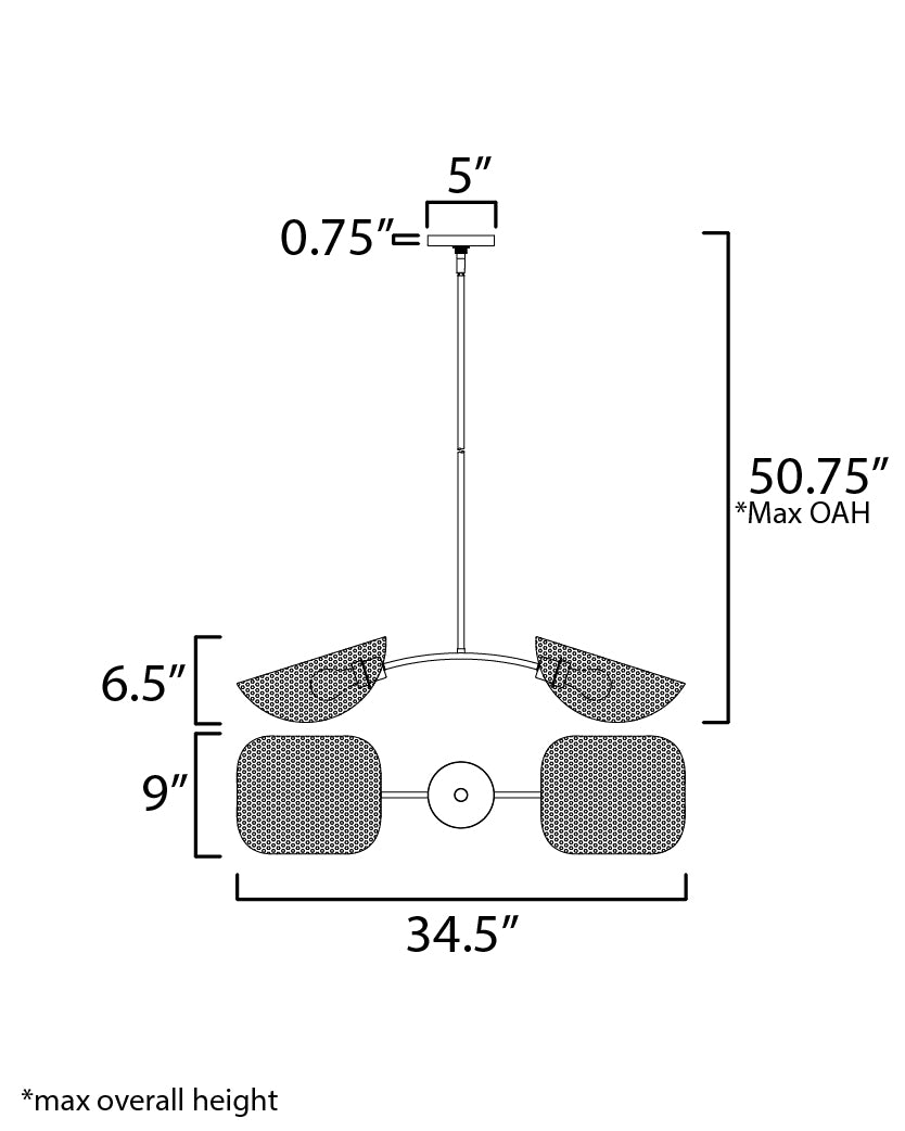 Bonnet 2-Light Chandelier Black by Maxim Lighting