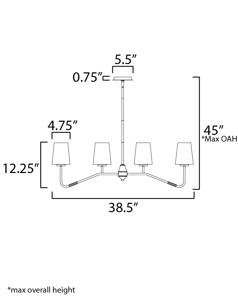 Durham 4-Light Linear Chandelier Natural Aged Brass by Maxim Lighting
