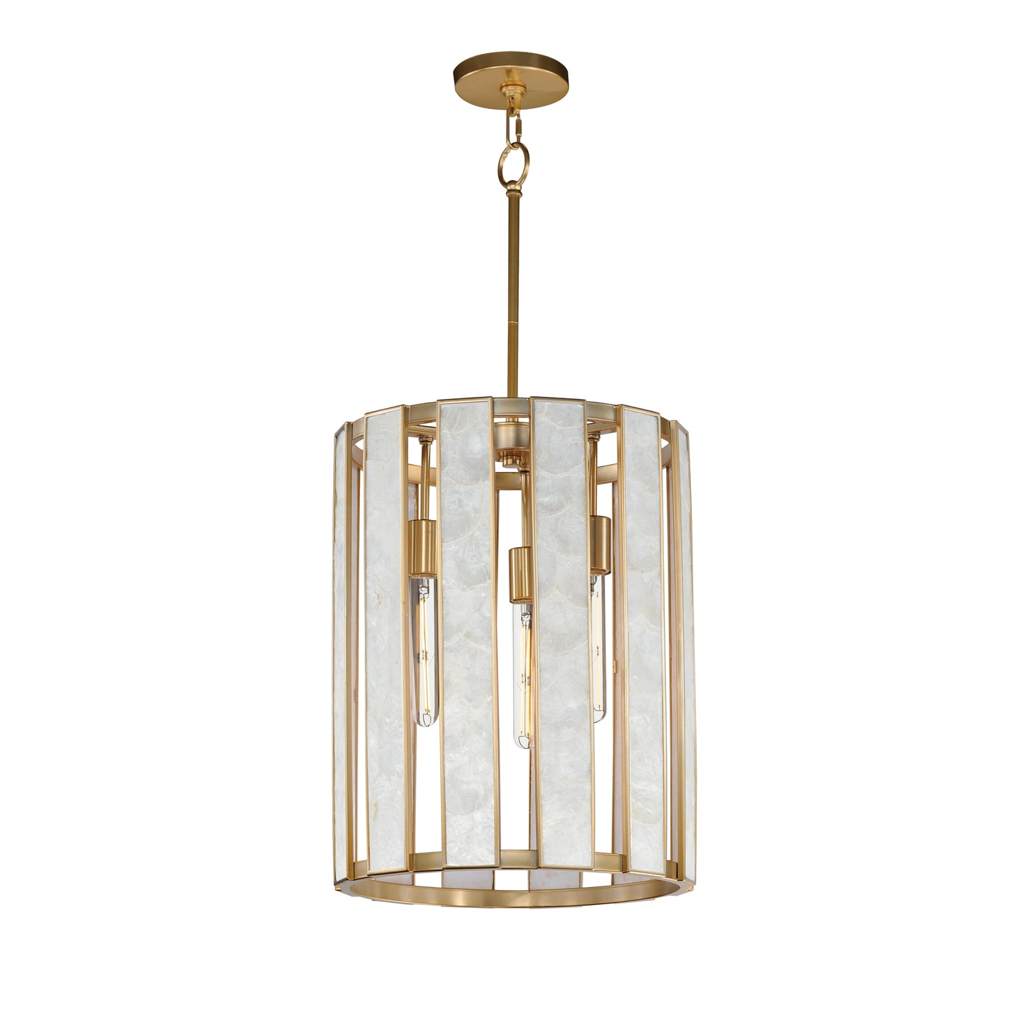 Miramar 3-Light Foyer Pendant Capiz/Natural Aged Brass by Maxim Lighting