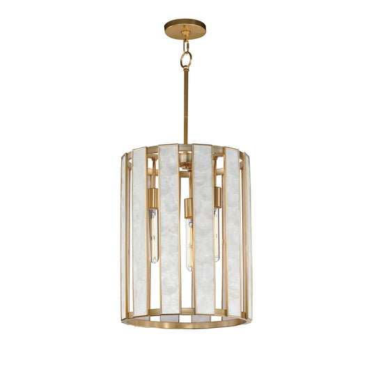 Miramar 3-Light Foyer Pendant Capiz/Natural Aged Brass by Maxim Lighting