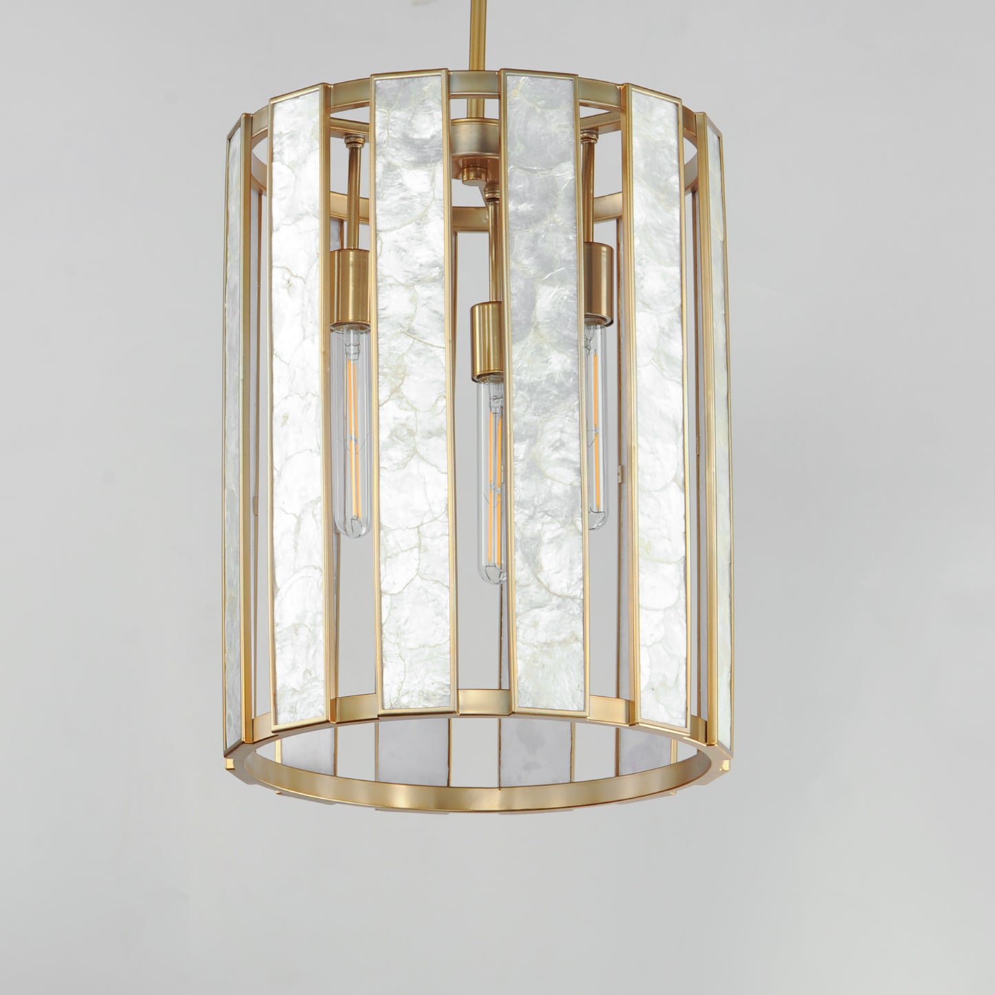Miramar 3-Light Foyer Pendant Capiz/Natural Aged Brass by Maxim Lighting