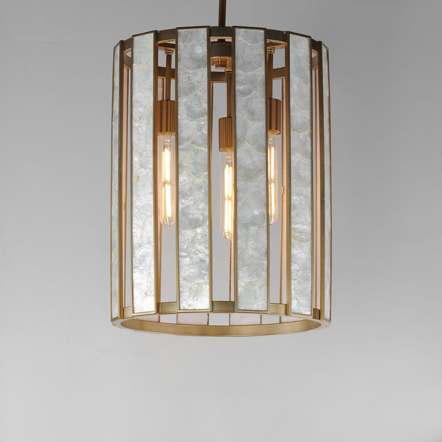 Miramar 3-Light Foyer Pendant Capiz/Natural Aged Brass by Maxim Lighting