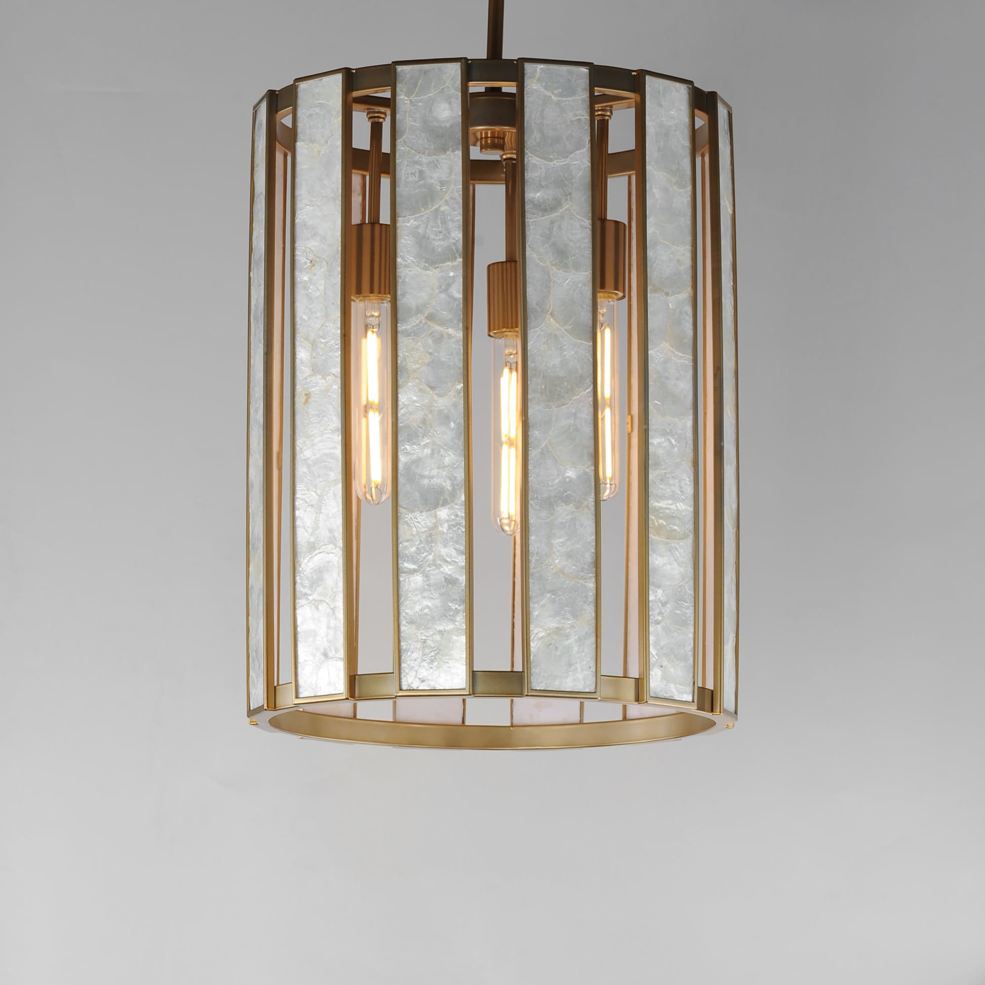 Miramar 3-Light Foyer Pendant Capiz/Natural Aged Brass by Maxim Lighting