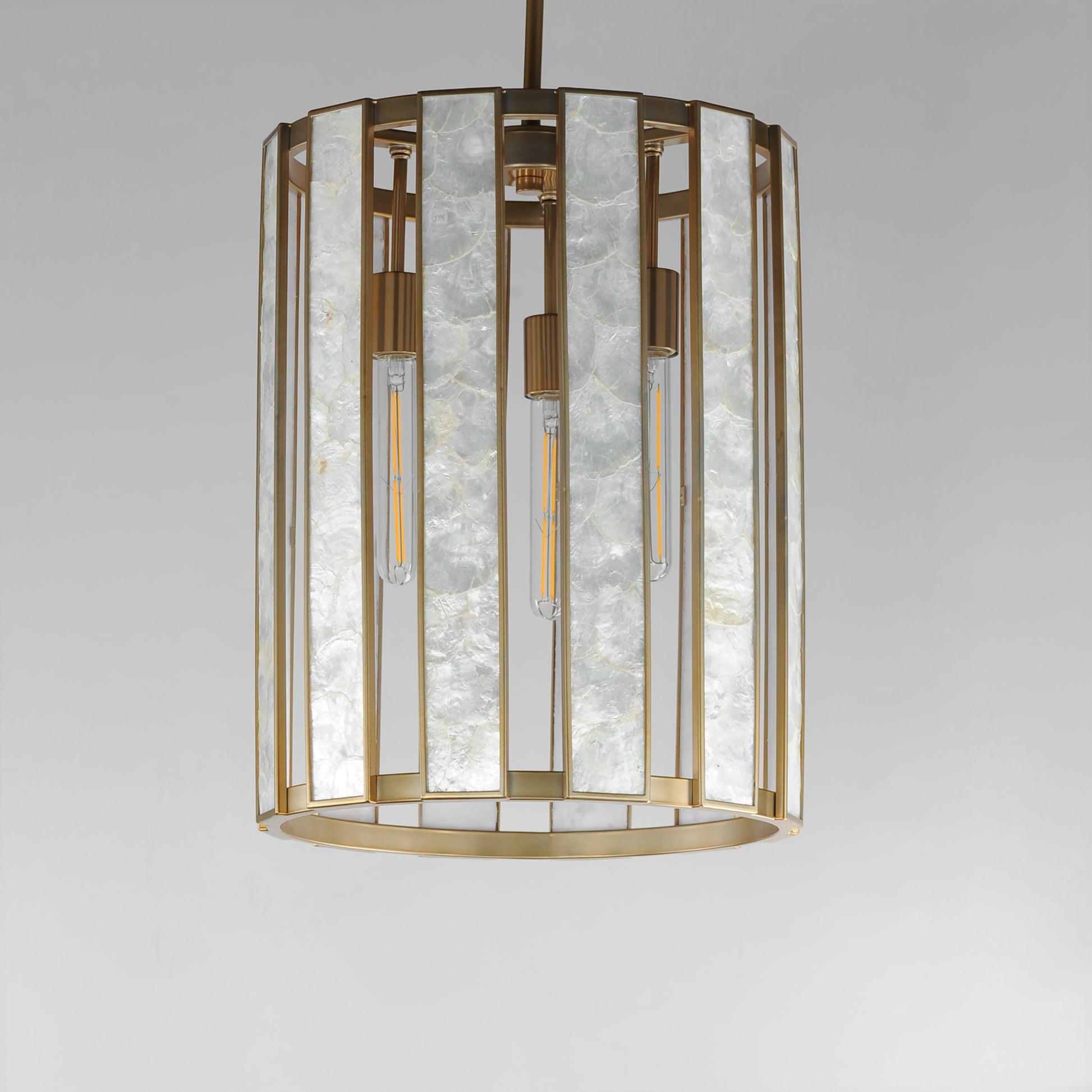 Miramar 3-Light Foyer Pendant Capiz/Natural Aged Brass by Maxim Lighting