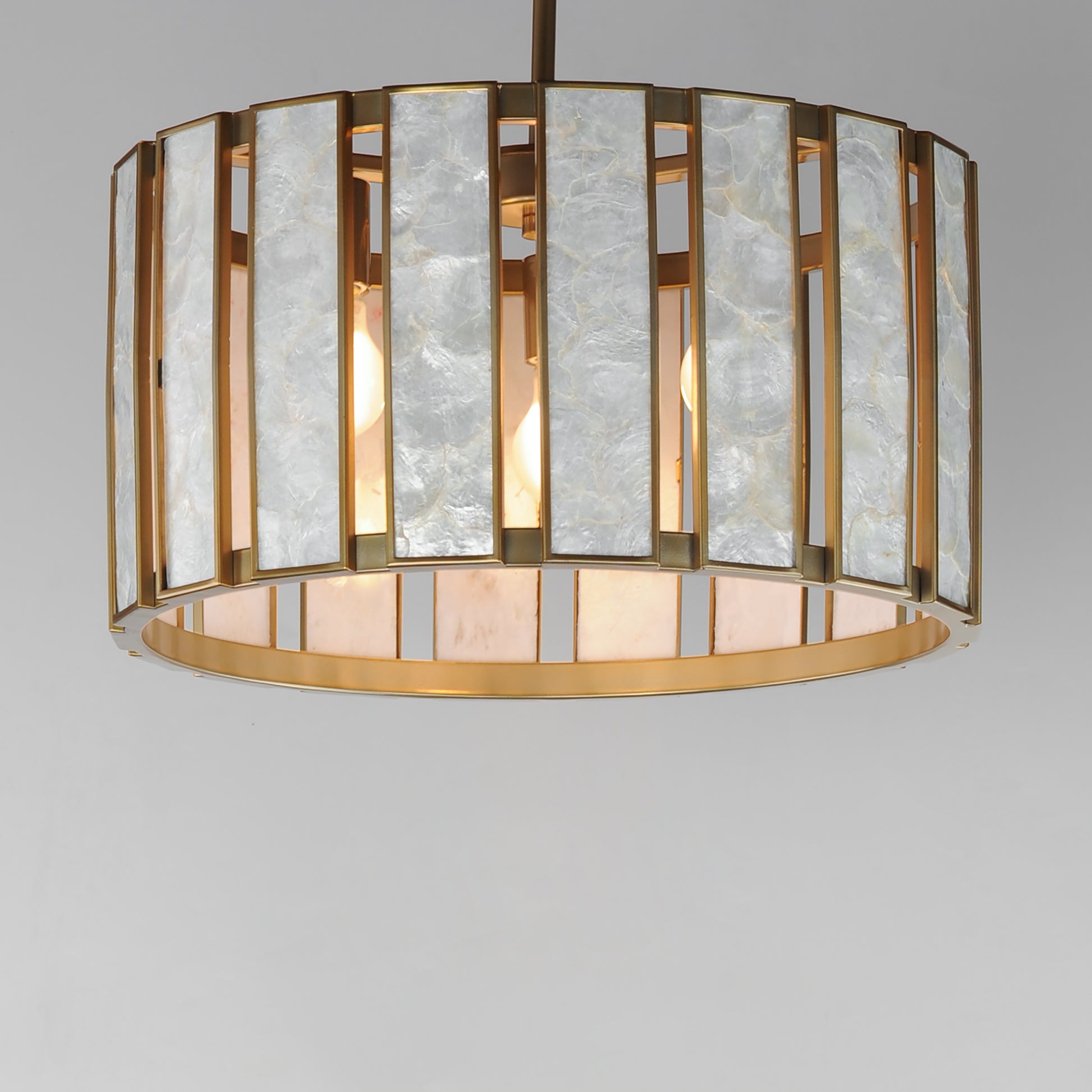 Miramar 3-Light Pendant Capiz/Natural Aged Brass by Maxim Lighting