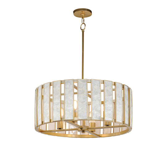 Miramar 4-Light Pendant Capiz/Natural Aged Brass by Maxim Lighting