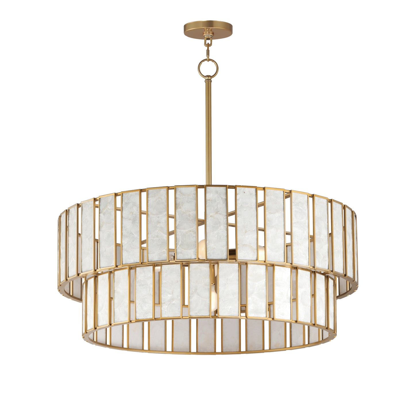 Miramar 6-Light Chandlelier Capiz/Natural Aged Brass by Maxim Lighting