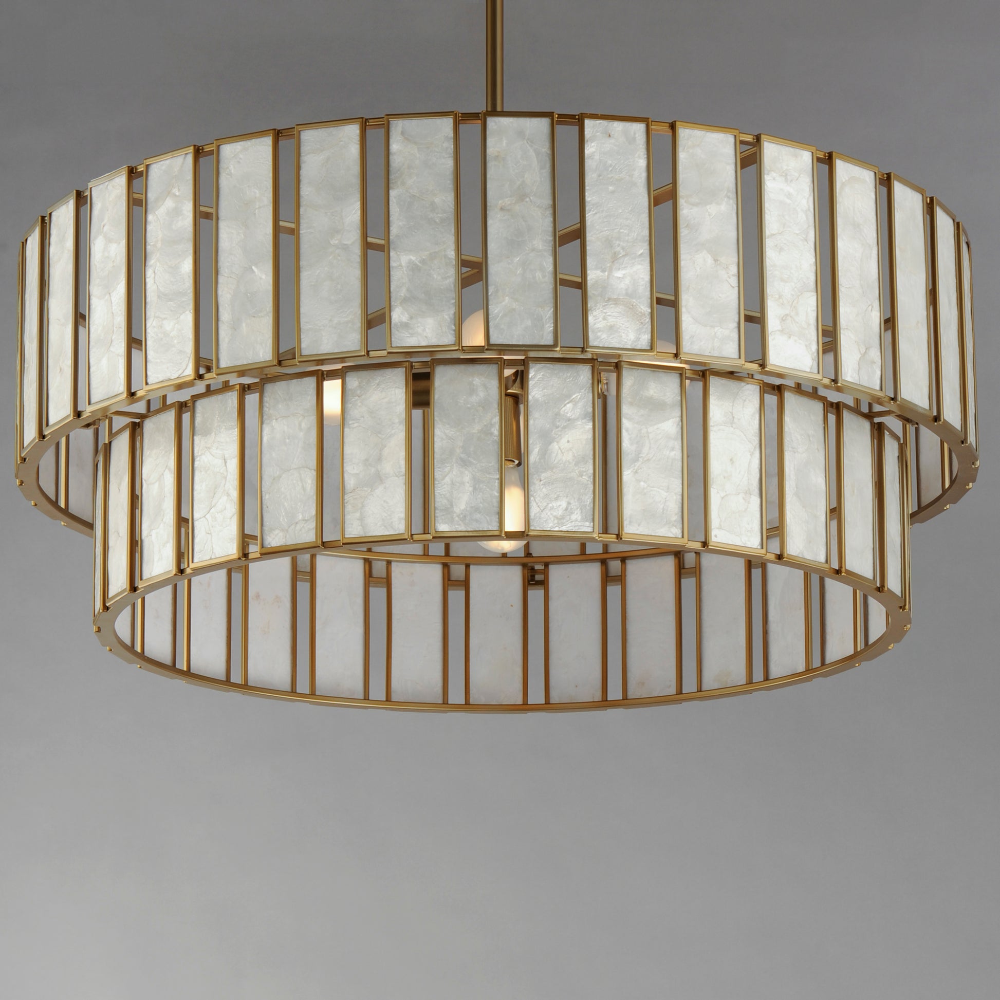 Miramar 6-Light Chandlelier Capiz/Natural Aged Brass by Maxim Lighting