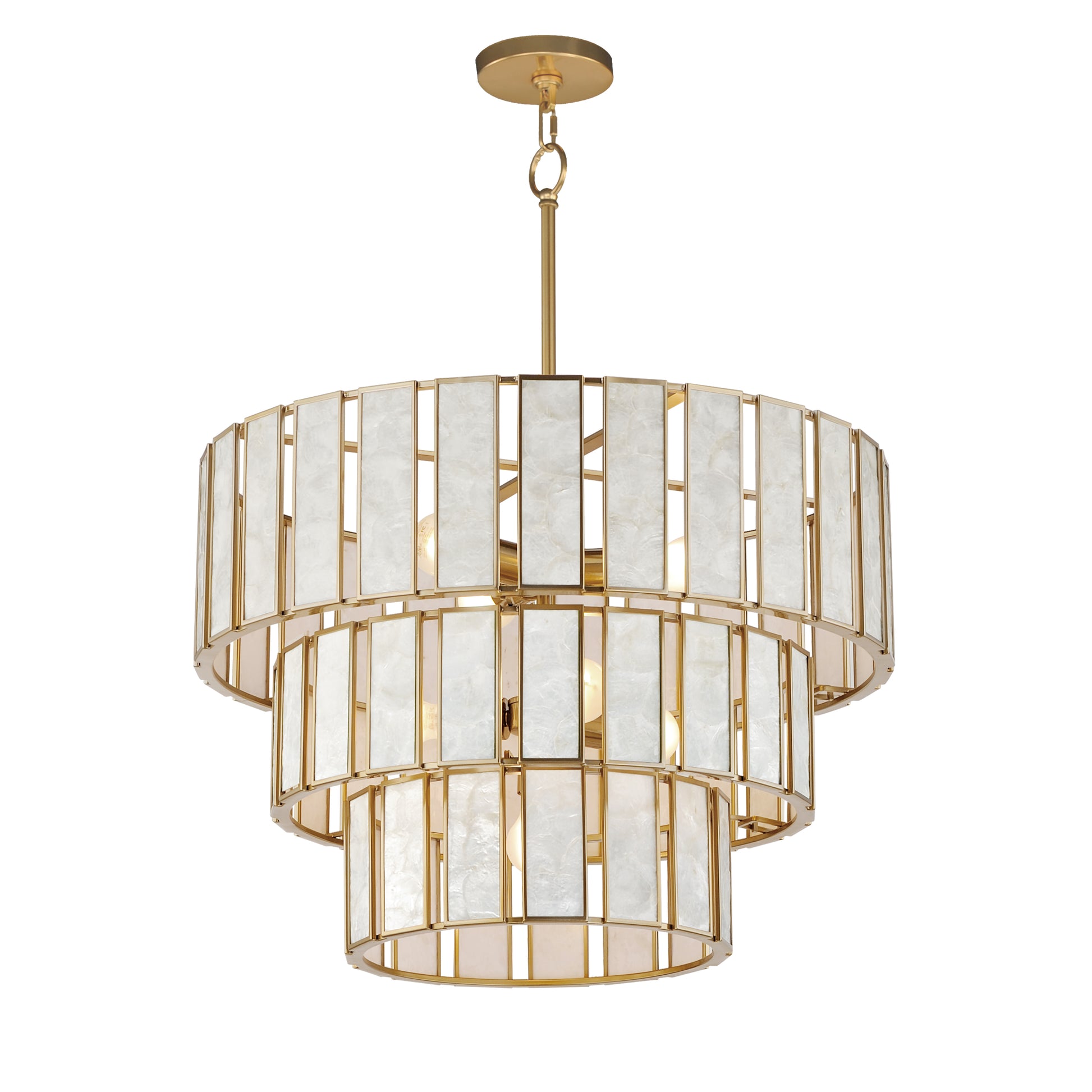 Miramar 7-Light Chandelier Capiz/Natural Aged Brass by Maxim Lighting
