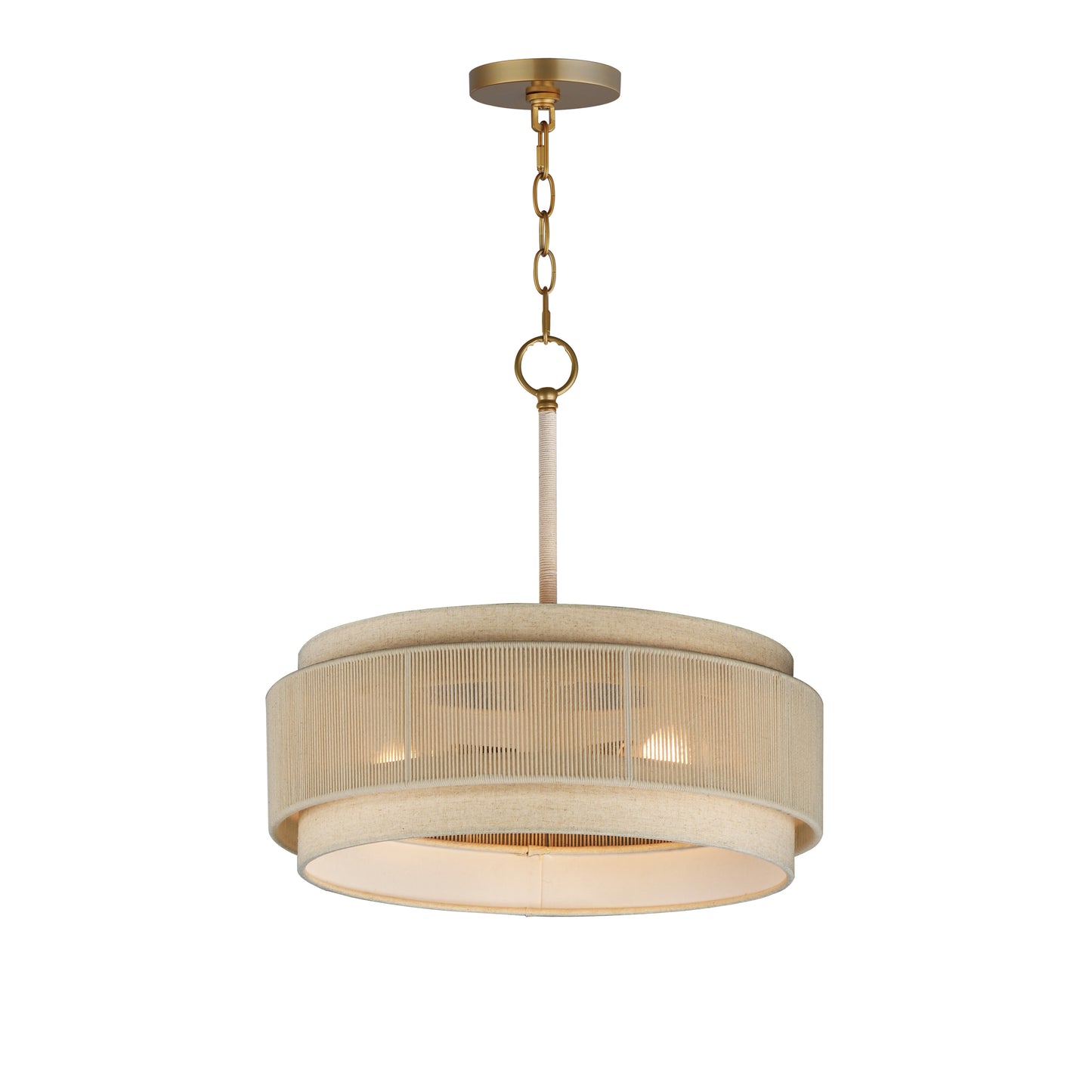 Seacliff 20" 3-Light Pendant Natural Aged Brass by Maxim Lighting