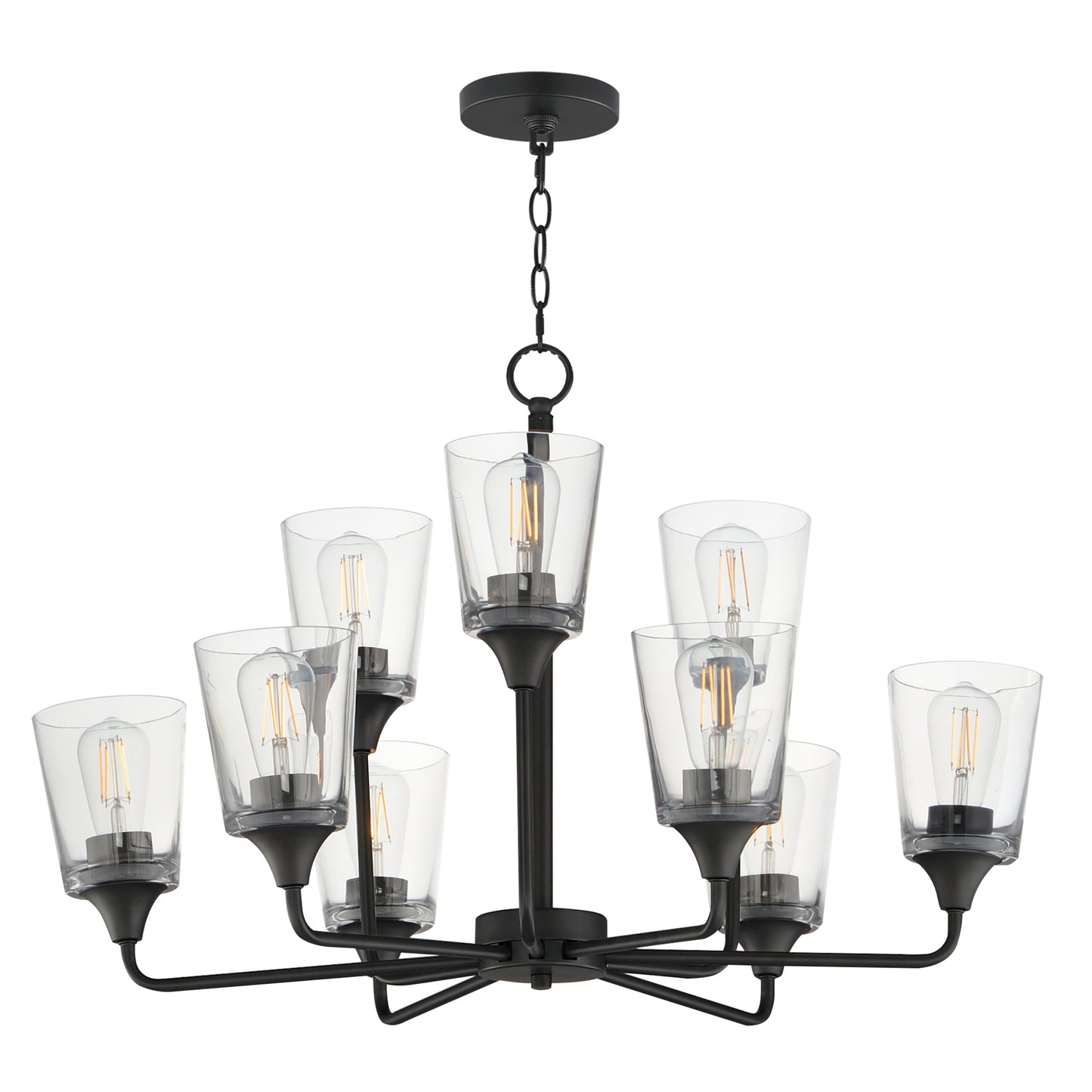 Hudson 9-Light Two-Tier Chandelier Black by Maxim Lighting