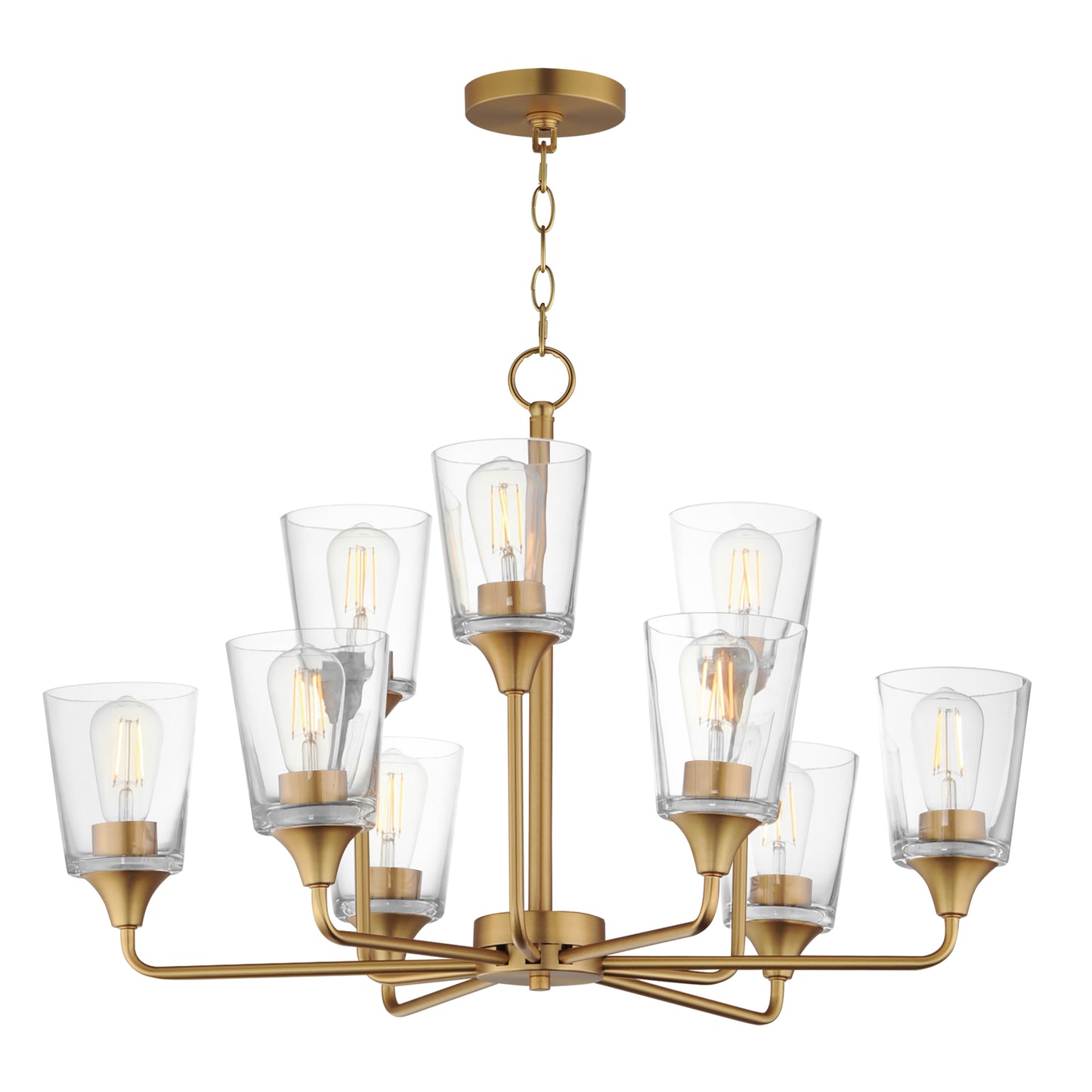Hudson 9-Light Two-Tier Chandelier Natural Aged Brass by Maxim Lighting