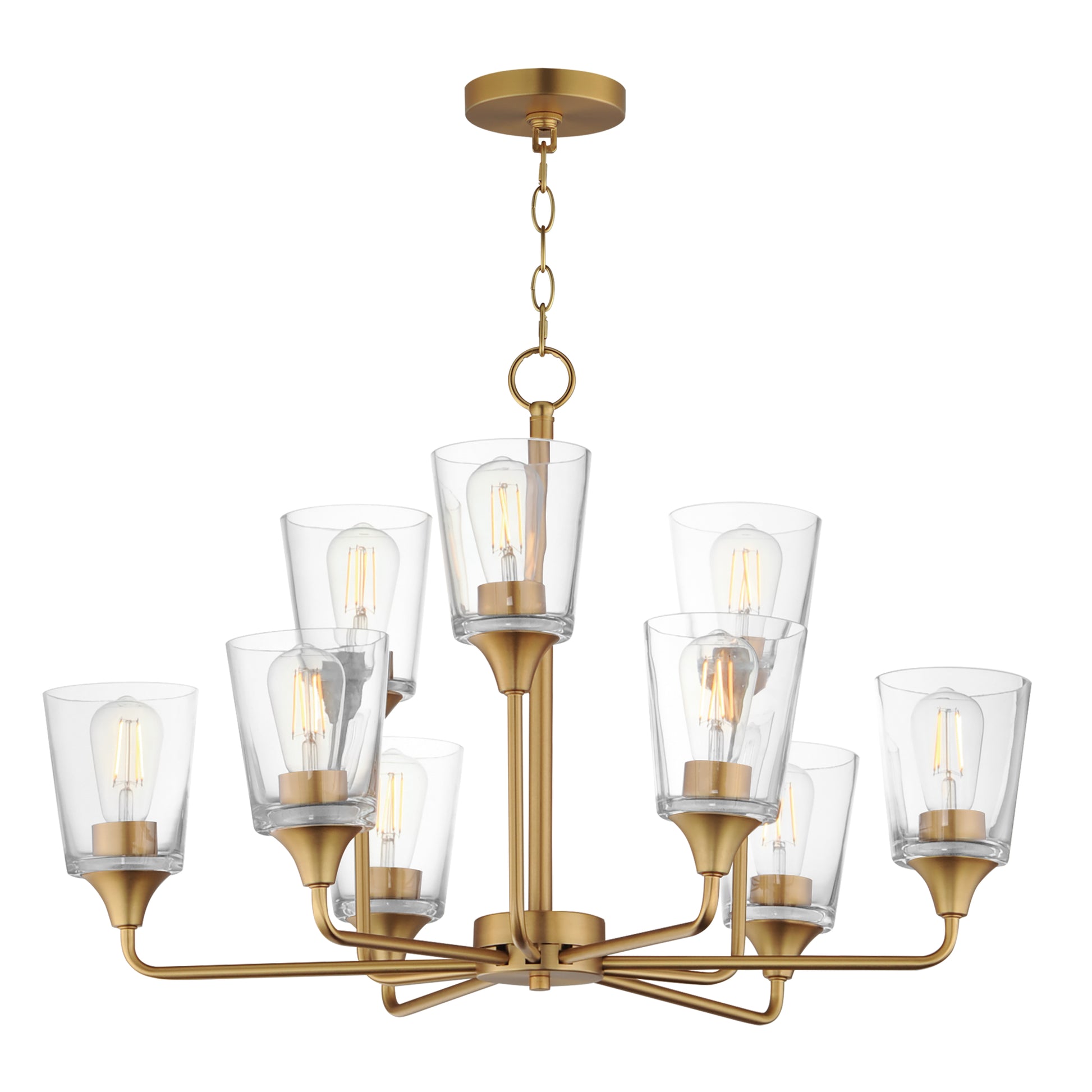 Hudson 9-Light Two-Tier Chandelier Natural Aged Brass by Maxim Lighting