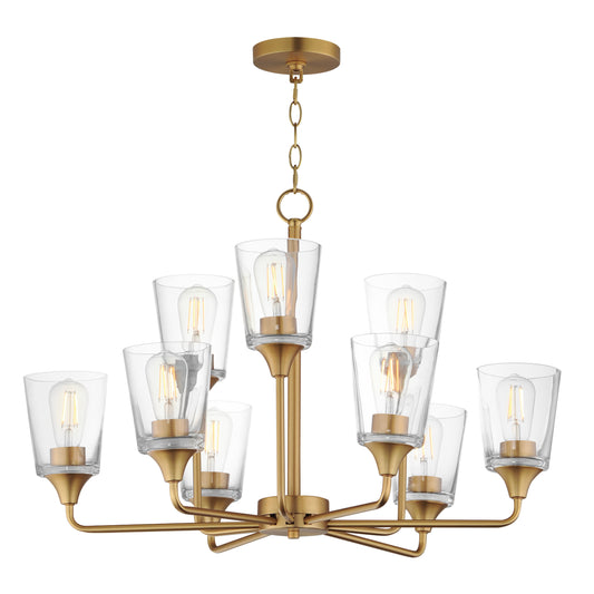 Hudson 9-Light Two-Tier Chandelier Natural Aged Brass by Maxim Lighting