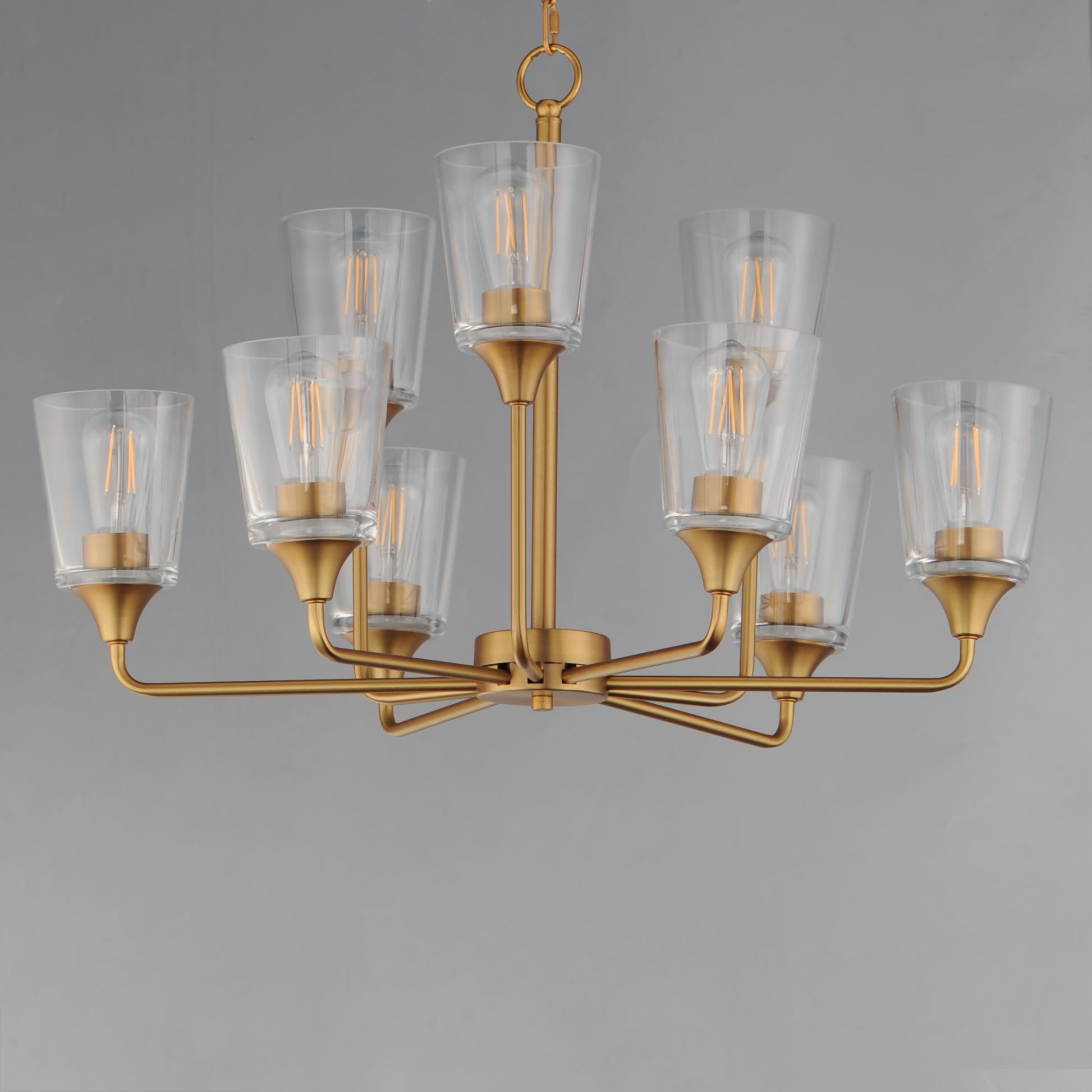 Hudson 9-Light Two-Tier Chandelier Natural Aged Brass by Maxim Lighting