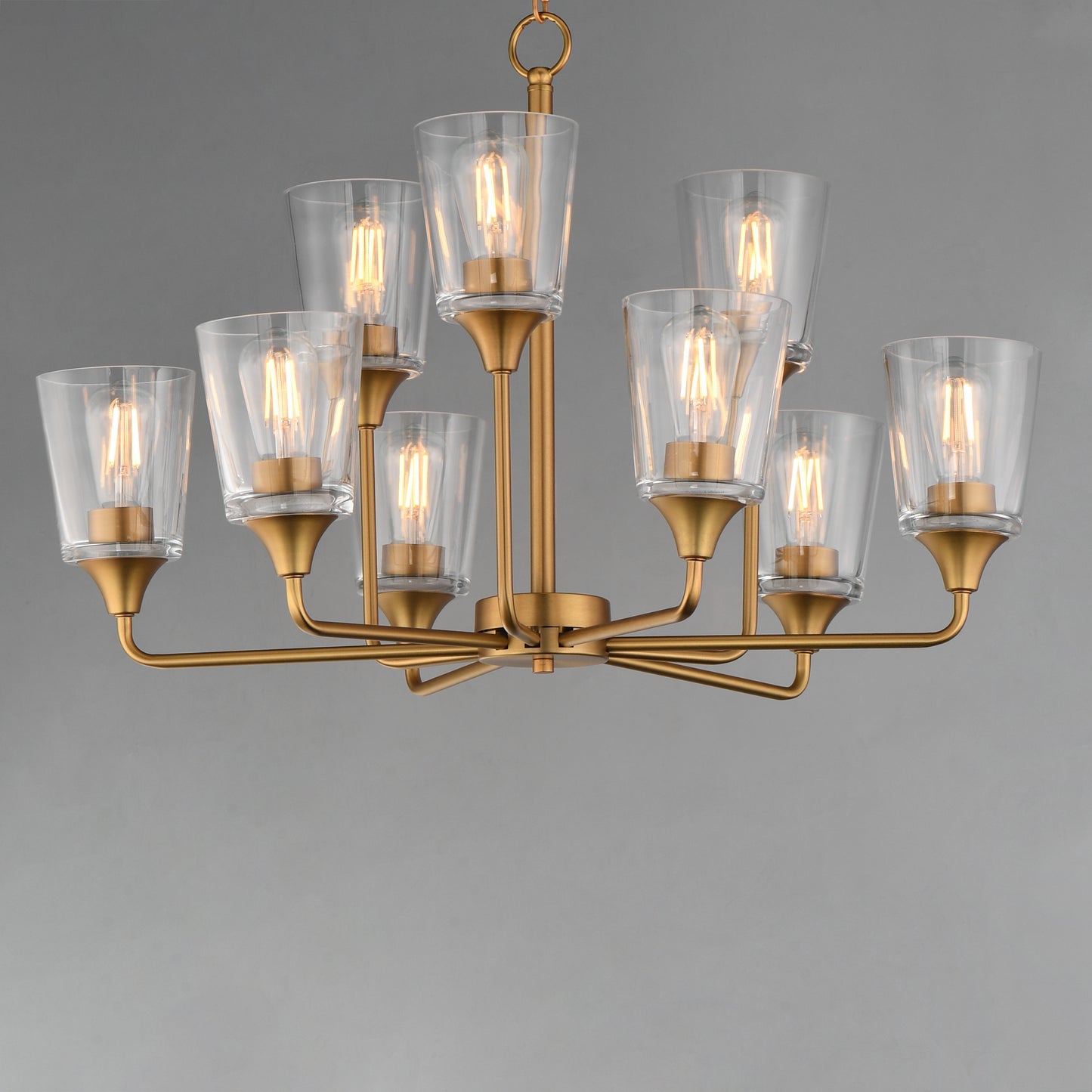 Hudson 9-Light Two-Tier Chandelier Natural Aged Brass by Maxim Lighting
