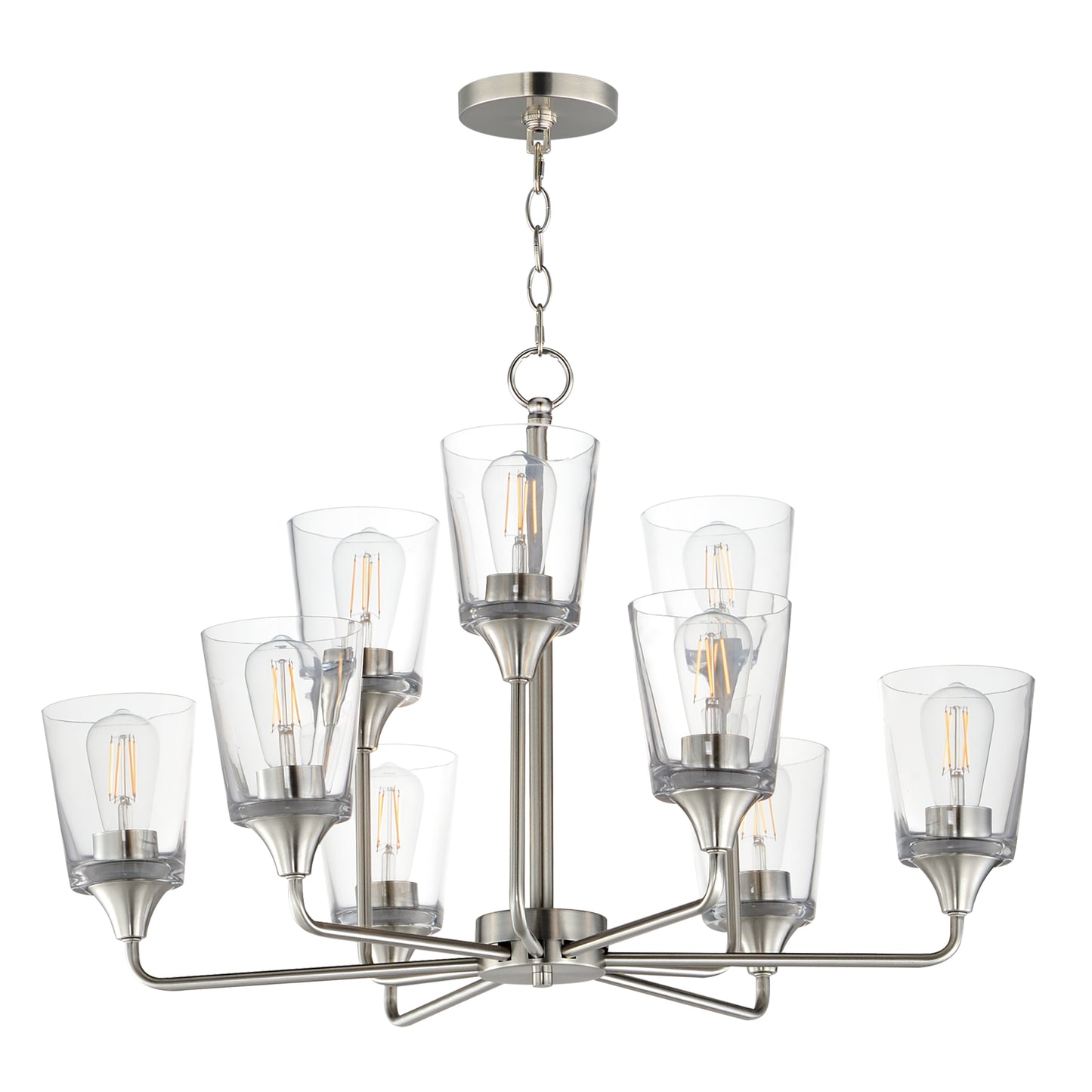 Hudson 9-Light Two-Tier Chandelier Satin Nickel by Maxim Lighting